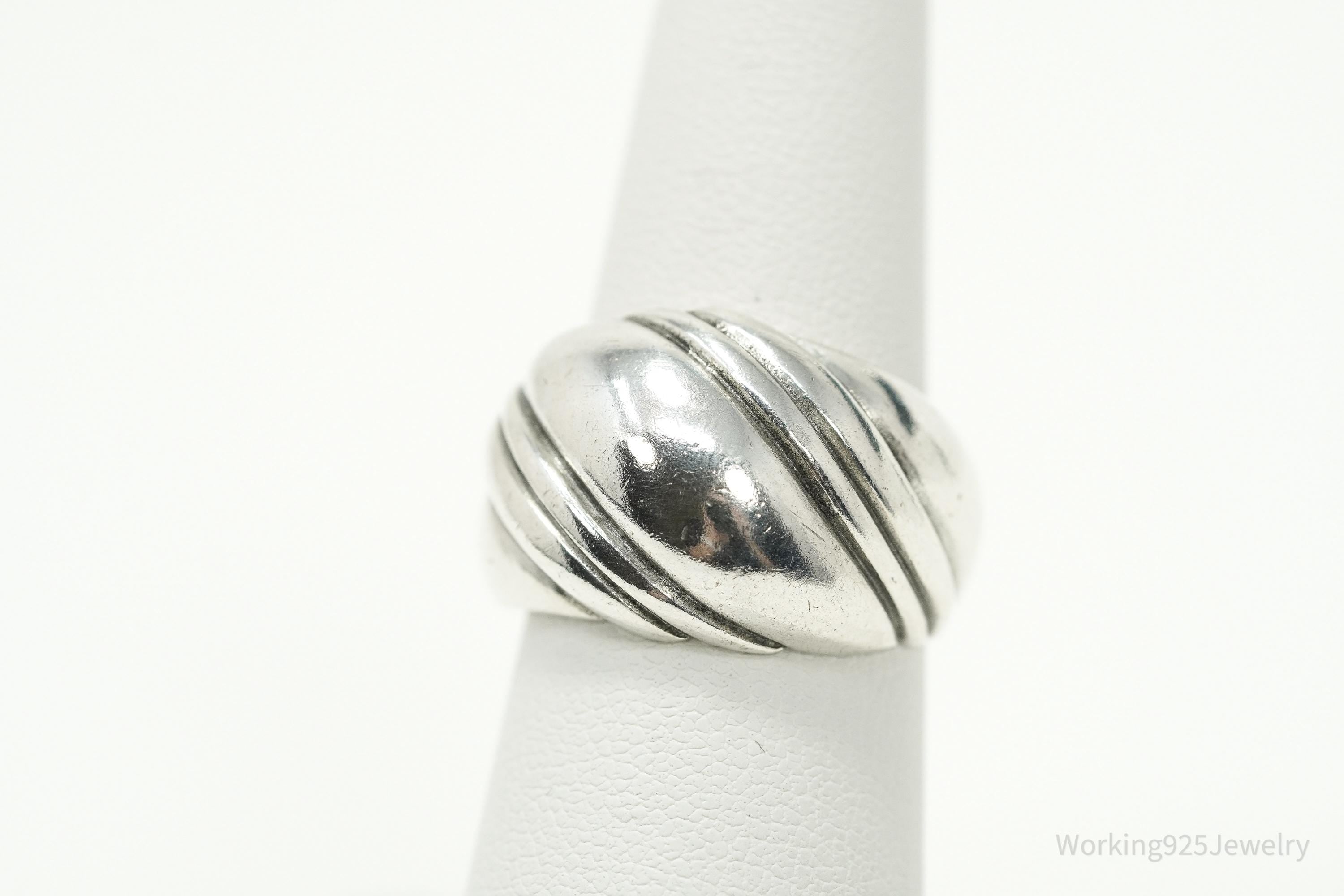 Vintage Designer Kabana Puffy Style Sterling Silver Ring - Size 7