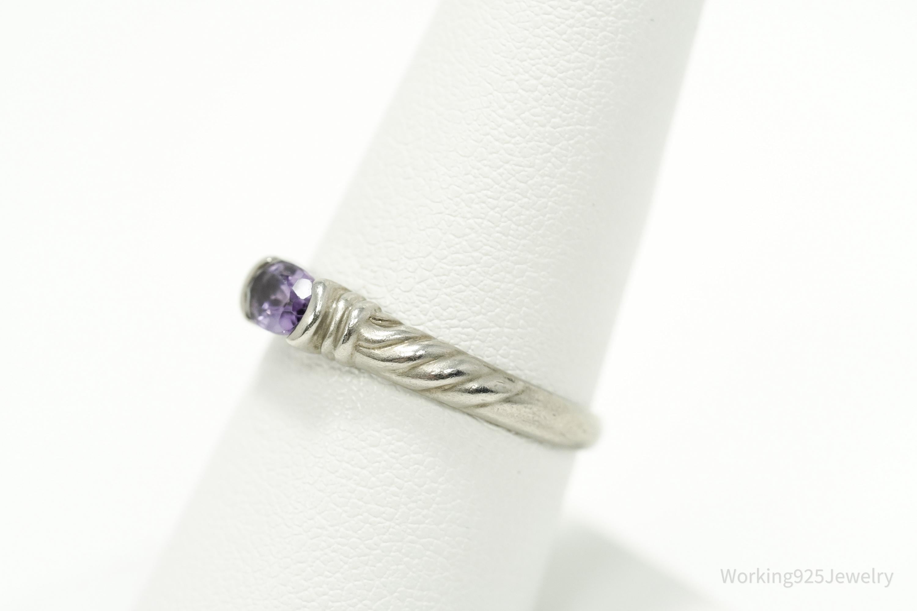 Vintage Amethyst Sterling Silver Ring - Size 7.75
