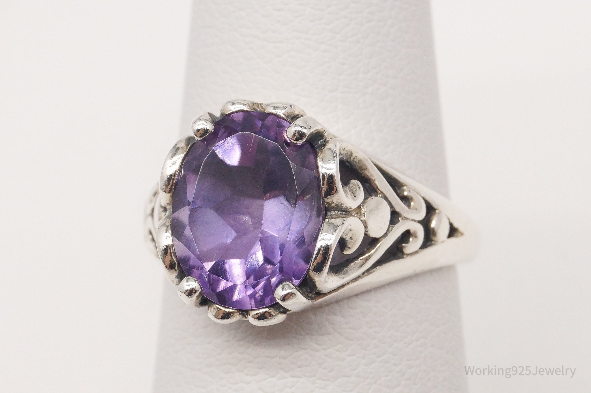 Vintage Designer KABANA Amethyst Sterling Silver Ring - Size 5.75