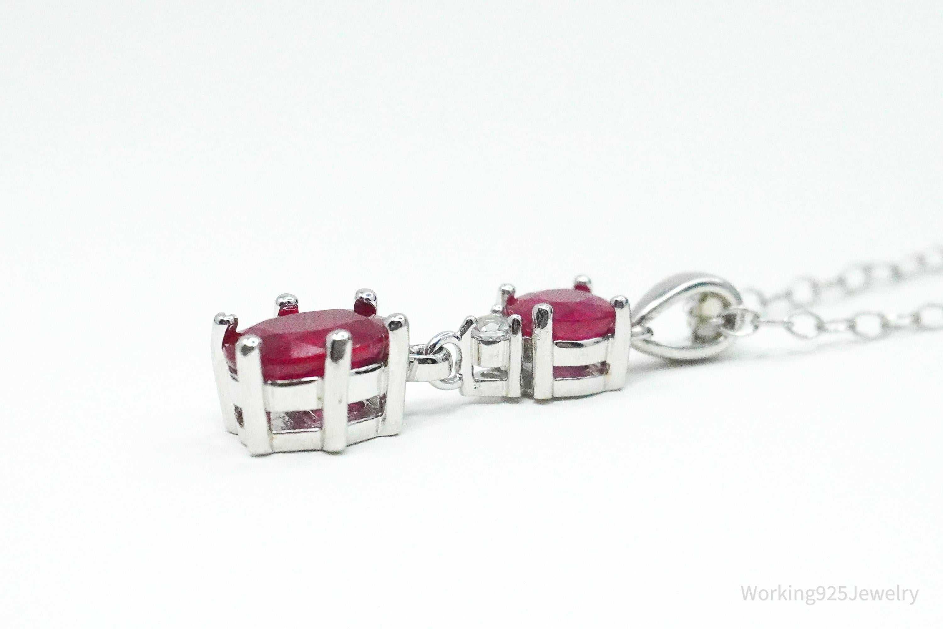 JTV's TGGC Ruby & White Topaz Sterling Silver Necklace 18"