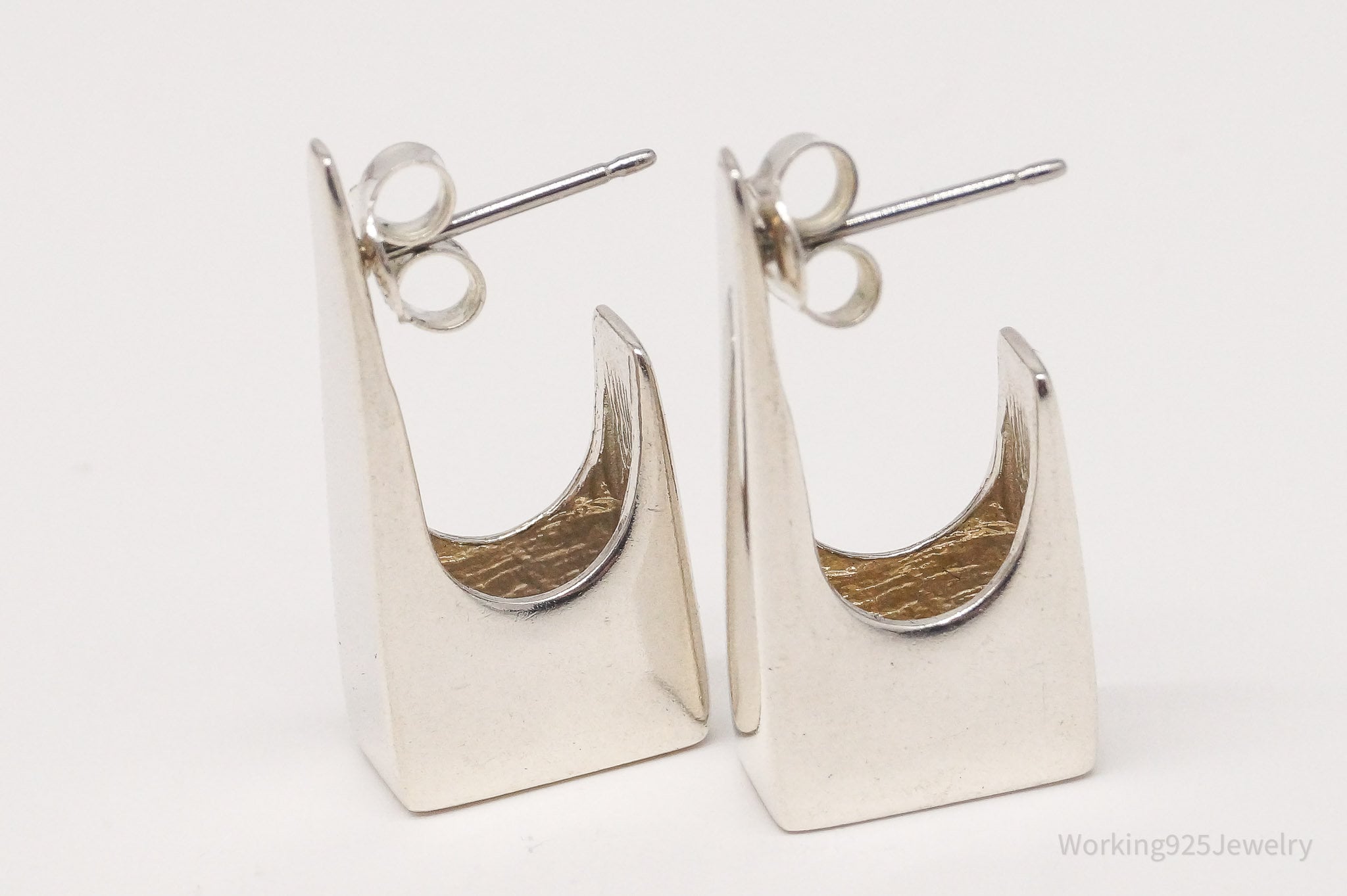 Vintage Designer ESPO Modernist Style Sterling Silver Earrings