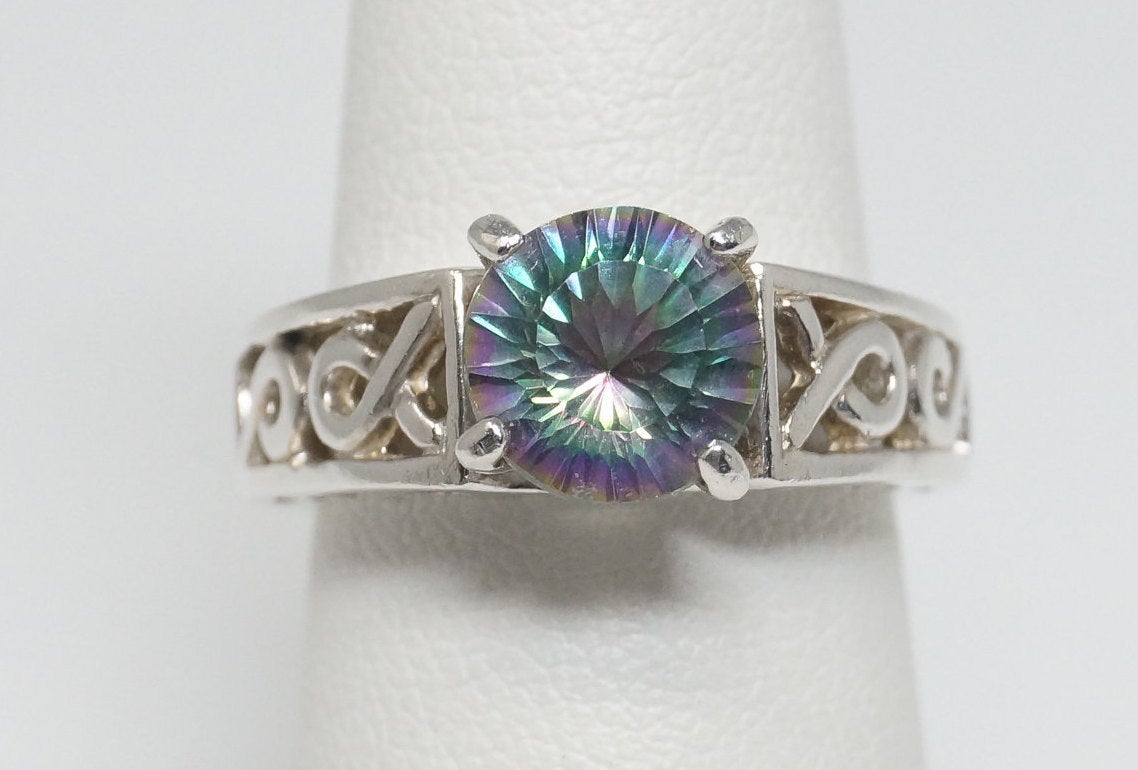 Vintage Mystic Topaz Sterling Silver Ring - Size 5.75