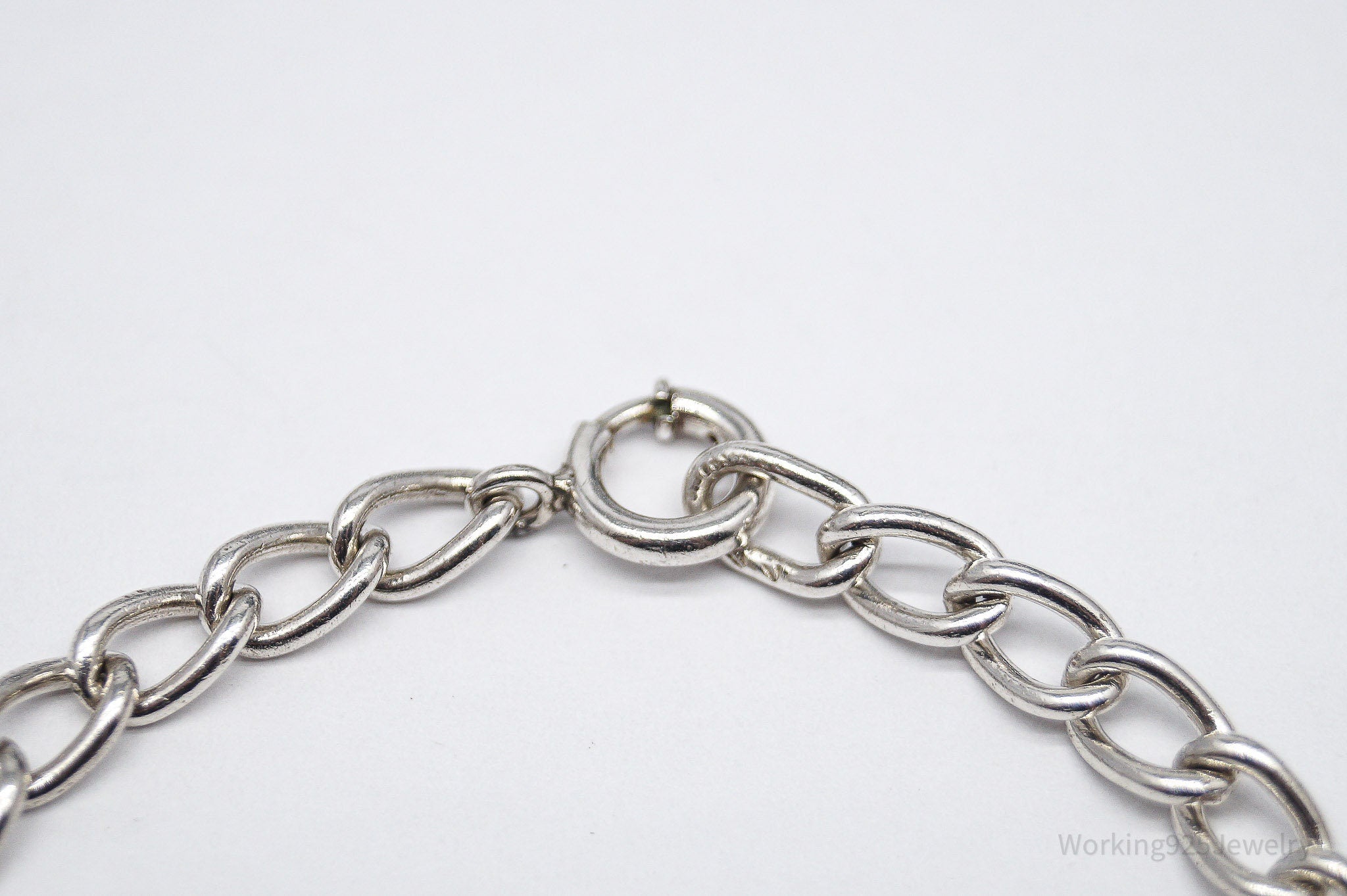 Antique Silver Chain Link Bracelet 7 1/8"