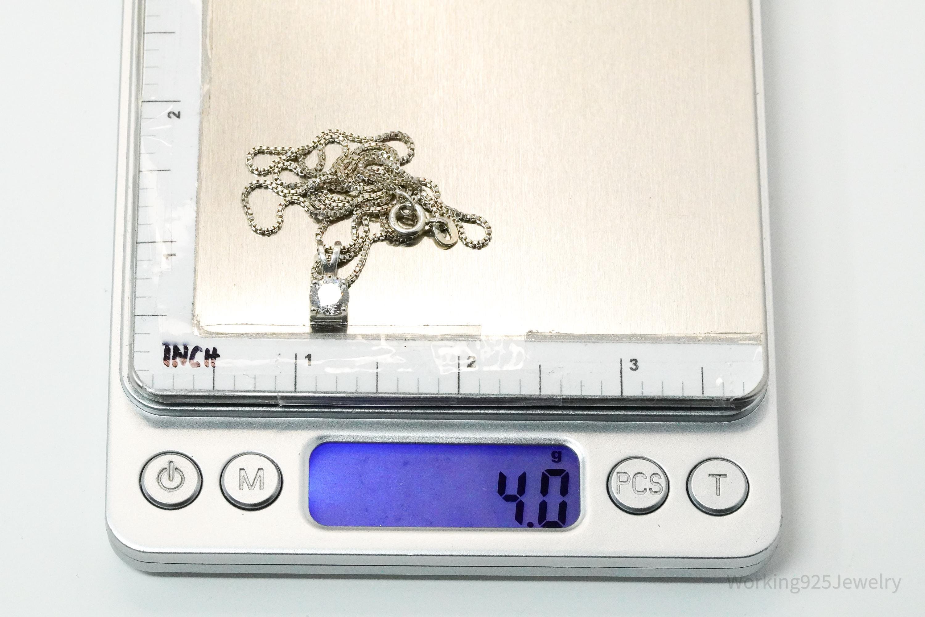 Vintage Diamonique Cubic Zirconia Sterling Silver Necklace 18"