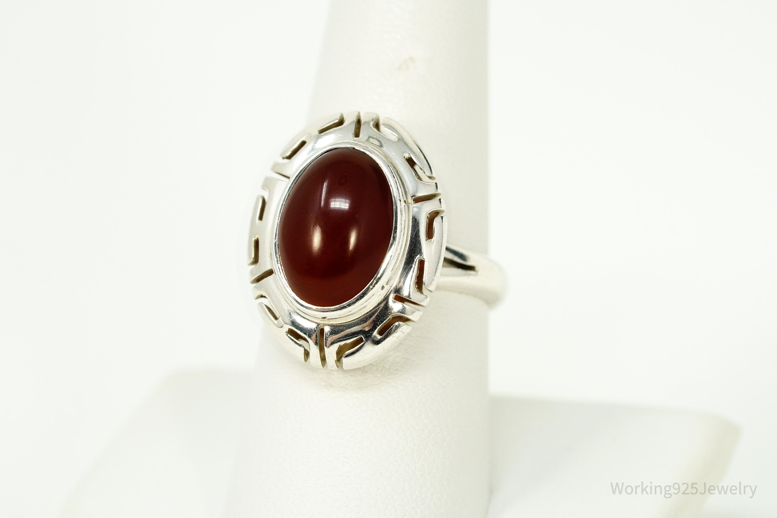 Vintage Mexico CII Carnelian Sterling Silver Ring Size 8