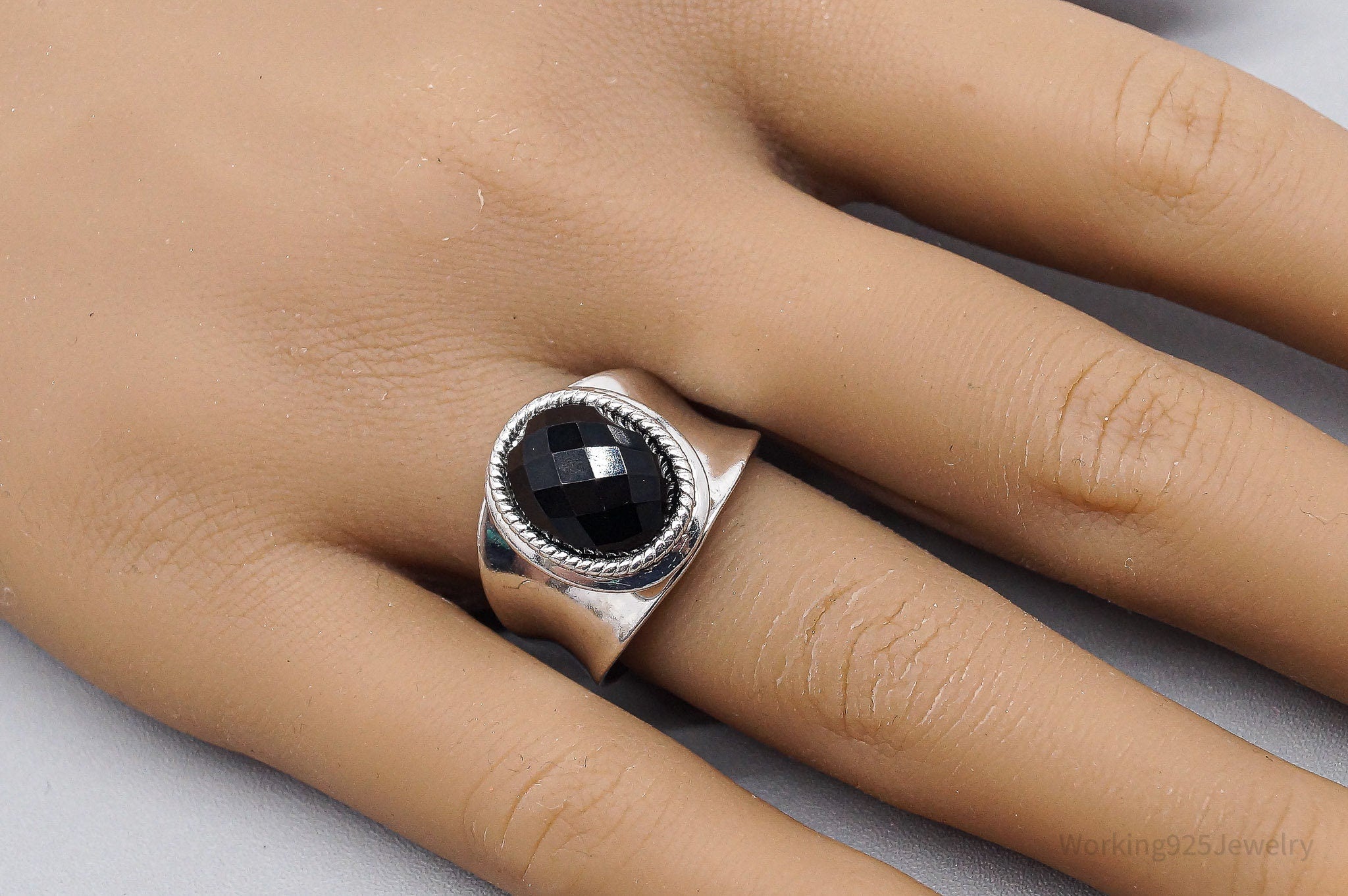 Designer Gabriel & Co Retired Black Onyx Sterling Silver Ring - Size 6.5