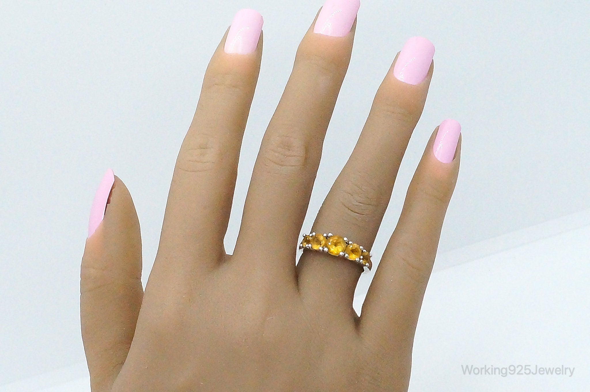 Vintage Citrine Sterling Silver Ring - Size 7