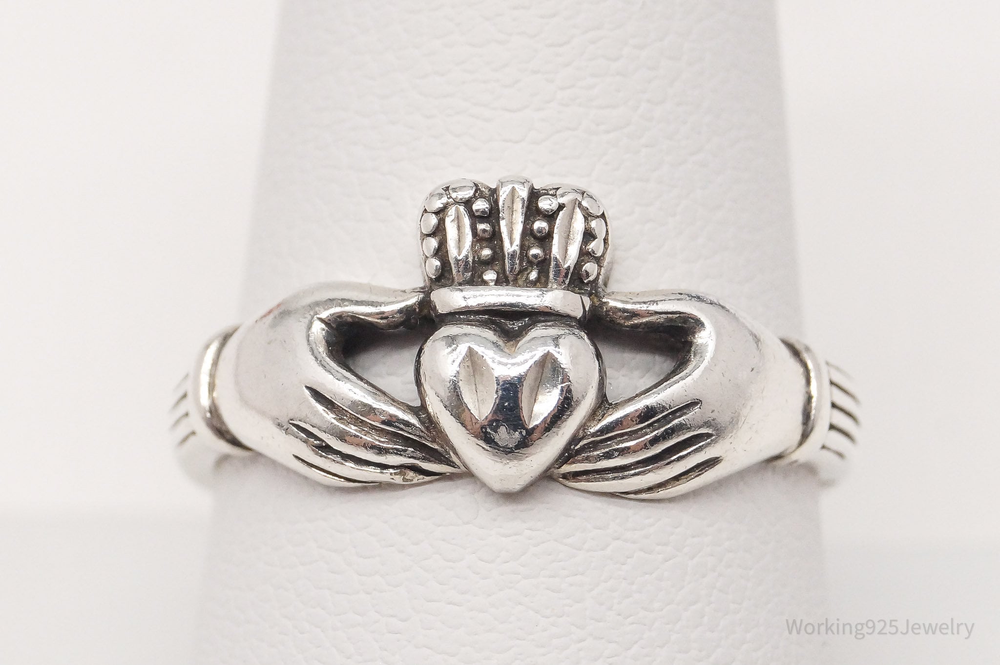 Vintage Claddagh Irish Heart Sterling Silver Ring Size 9.75