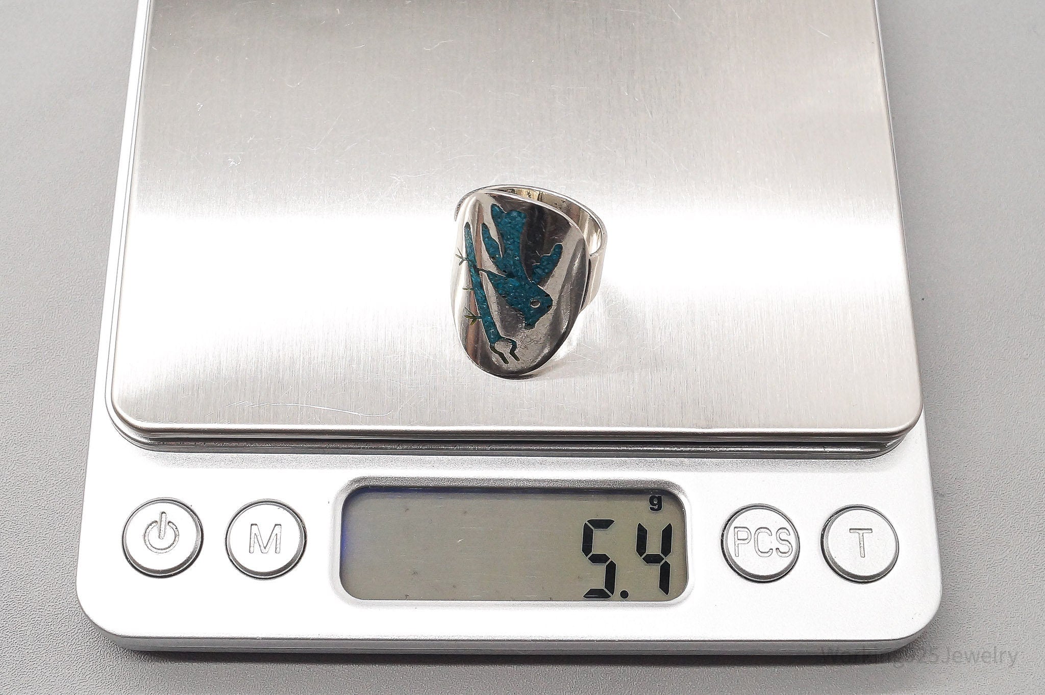 Vintage Mexico Turquoise Inlay Bird Sterling Silver Ring - Size 6