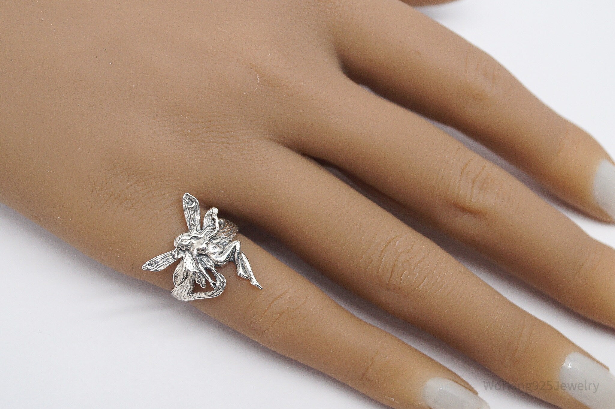 Vintage Fairy Sterling Silver Ring - Size 4.75