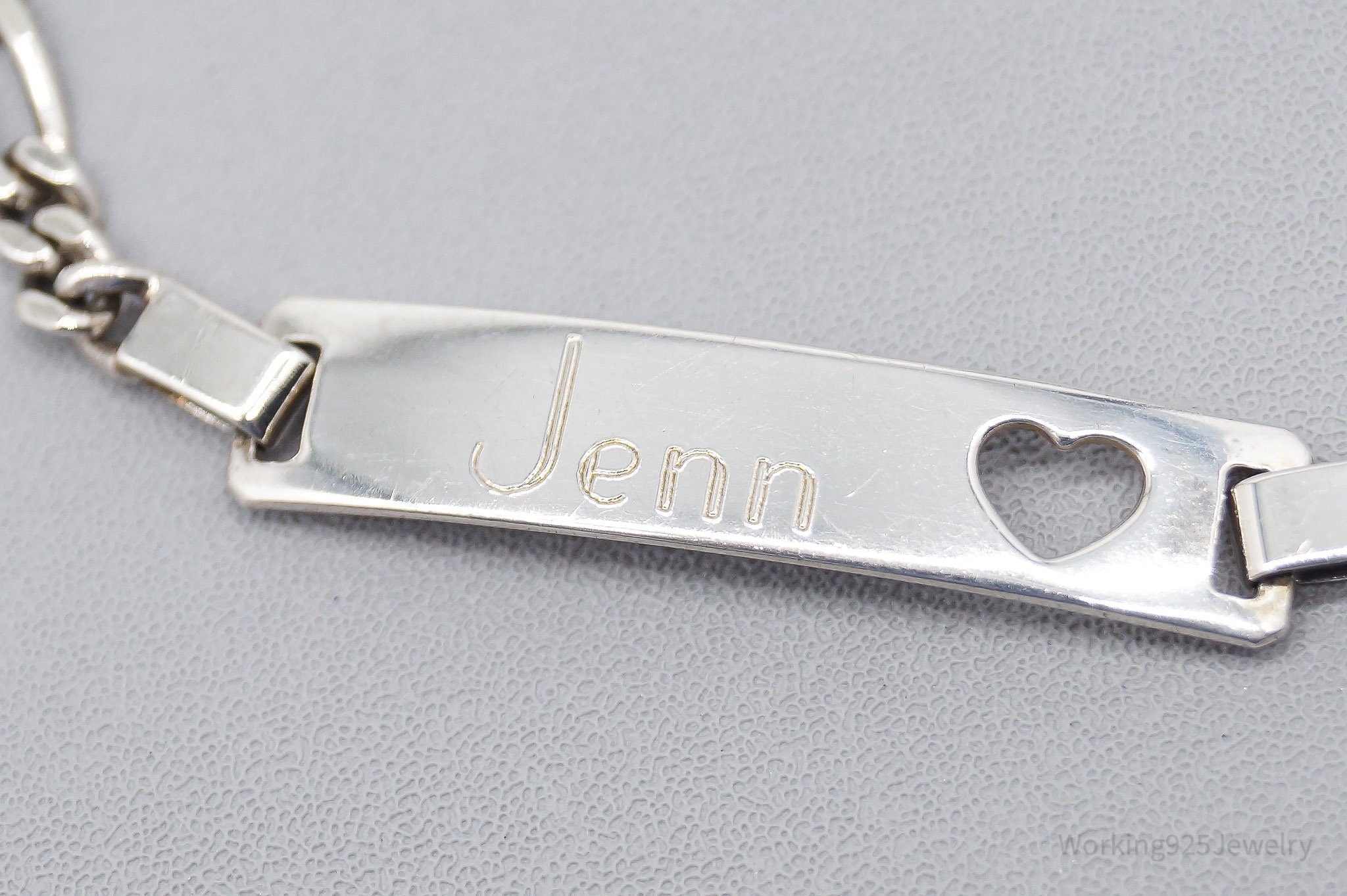 Vintage Judith Jack "Jenn" Name ID Bar Sterling Silver Bracelet - 6.5"