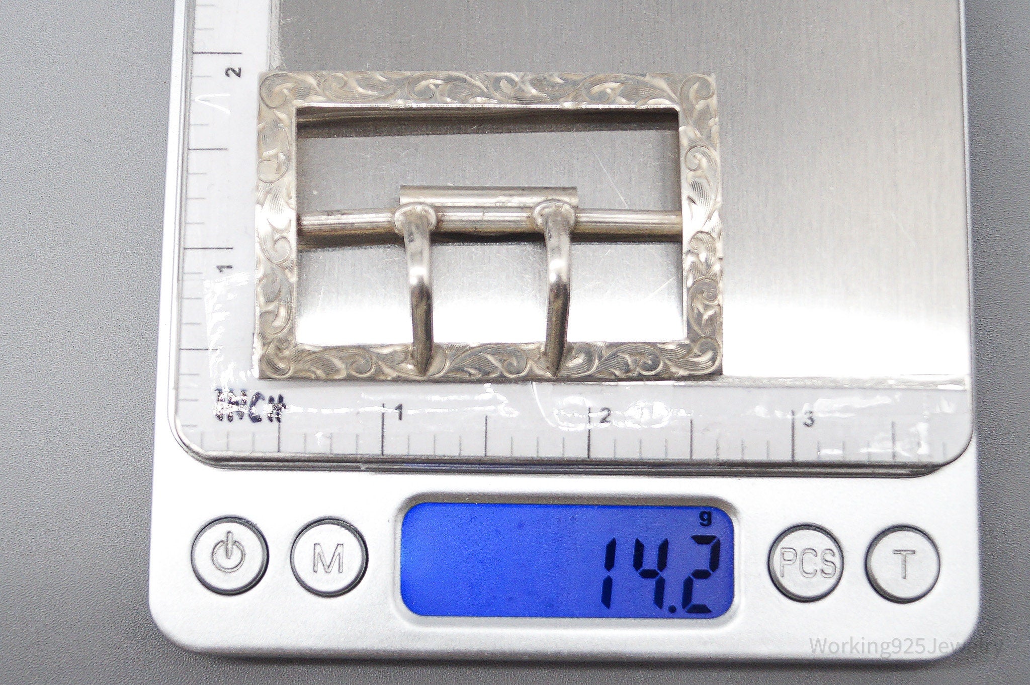 Antique 1907 Sterling Silver Belt Buckle