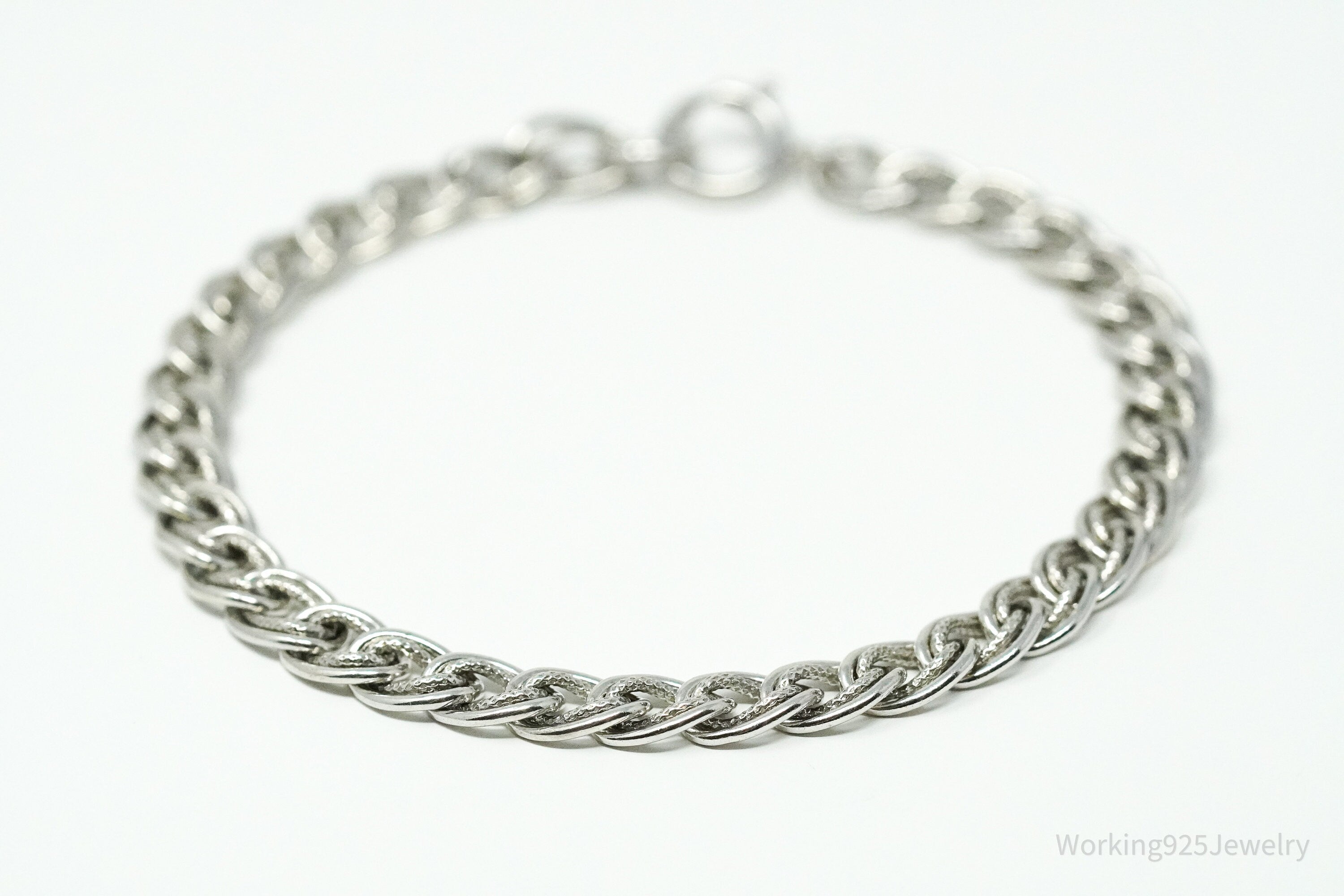 Vintage Danecraft Mid Century Sterling Silver Chain Bracelet 7.5"