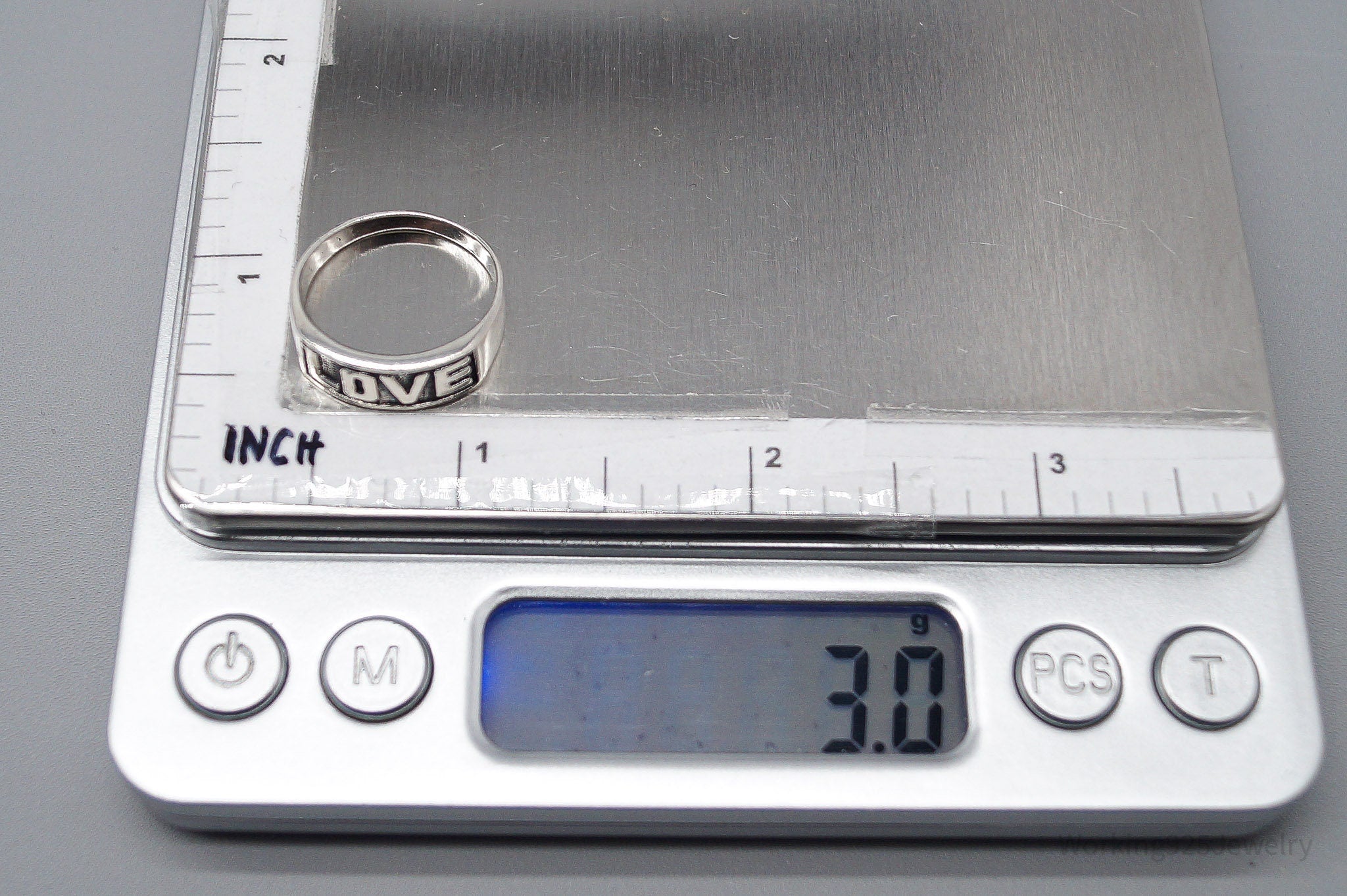 Vintage "Love" Sterling Silver Band Ring - Size 6.75