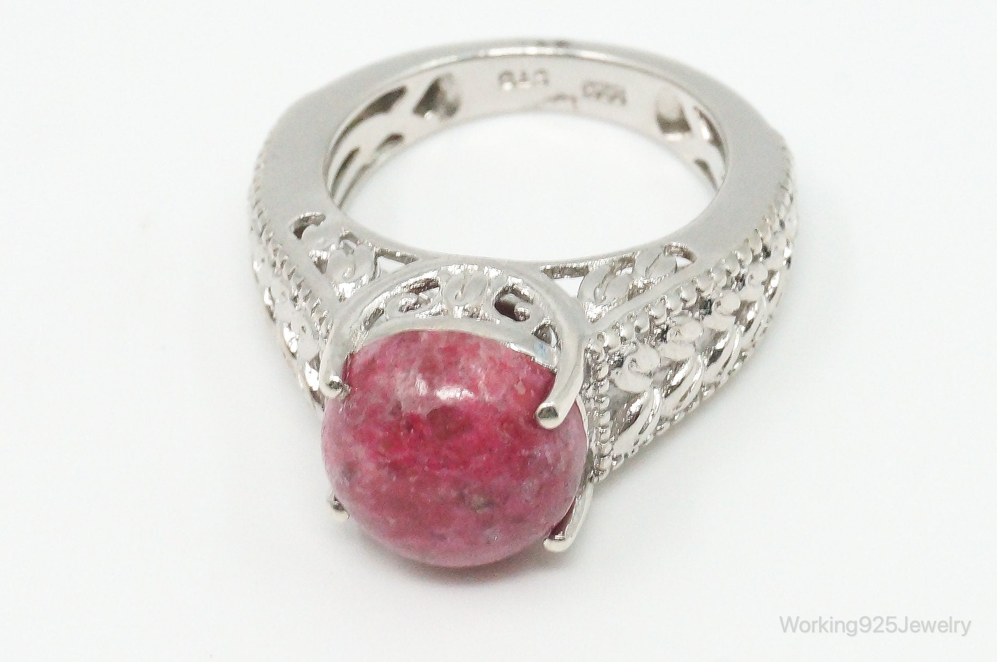 Vintage Rhodonite Sterling Silver Ring Size 5