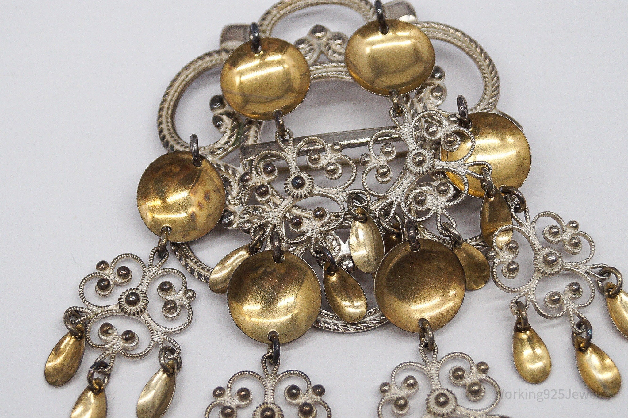 Large Vintage Norwegian Ivar T Holth Solje Modernist 830S Silver Brooch Pin