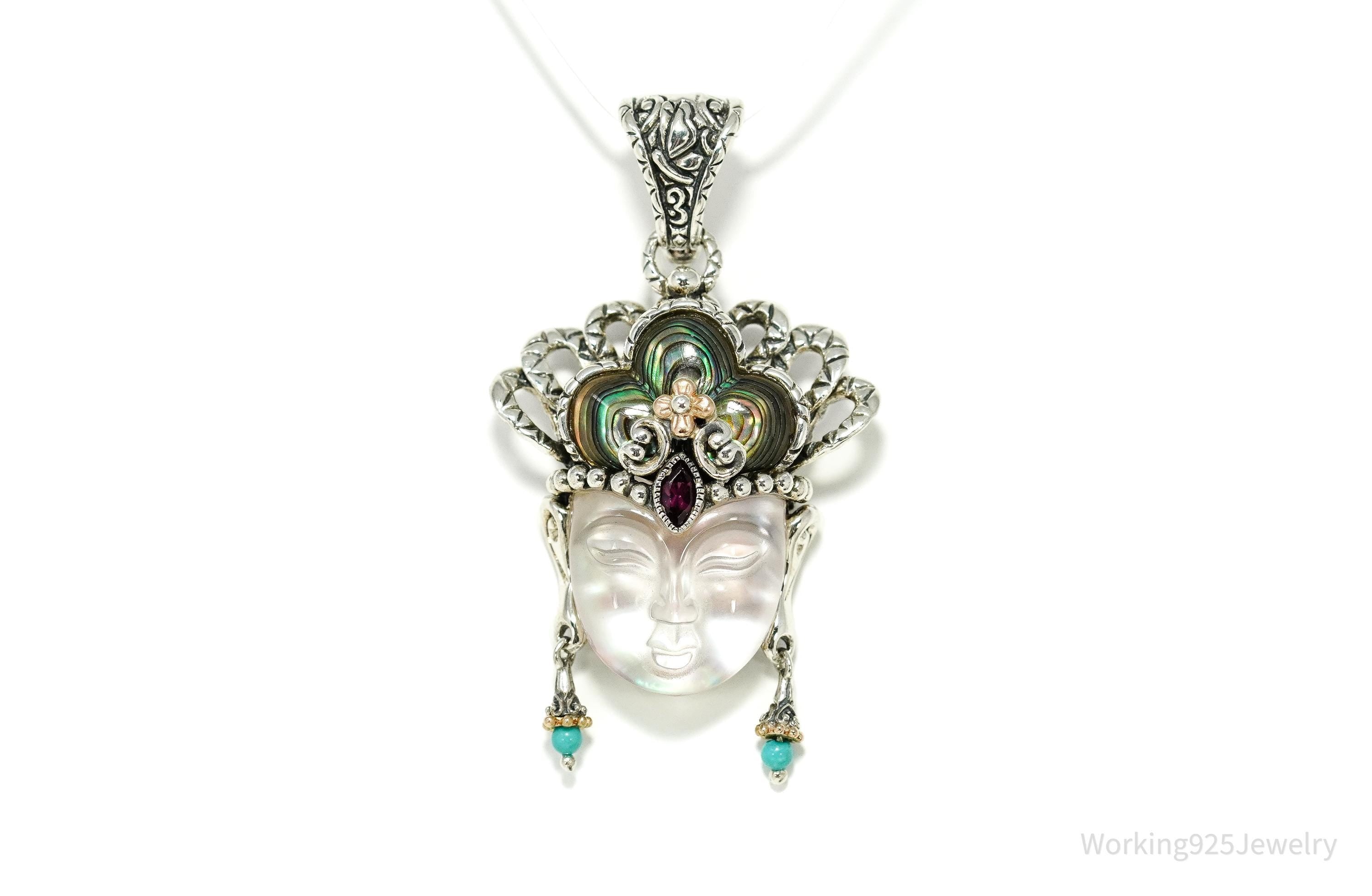 Barbara Bixby Goddess of Compassion Quan Yin 18K Gold Sterling Silver Pendant