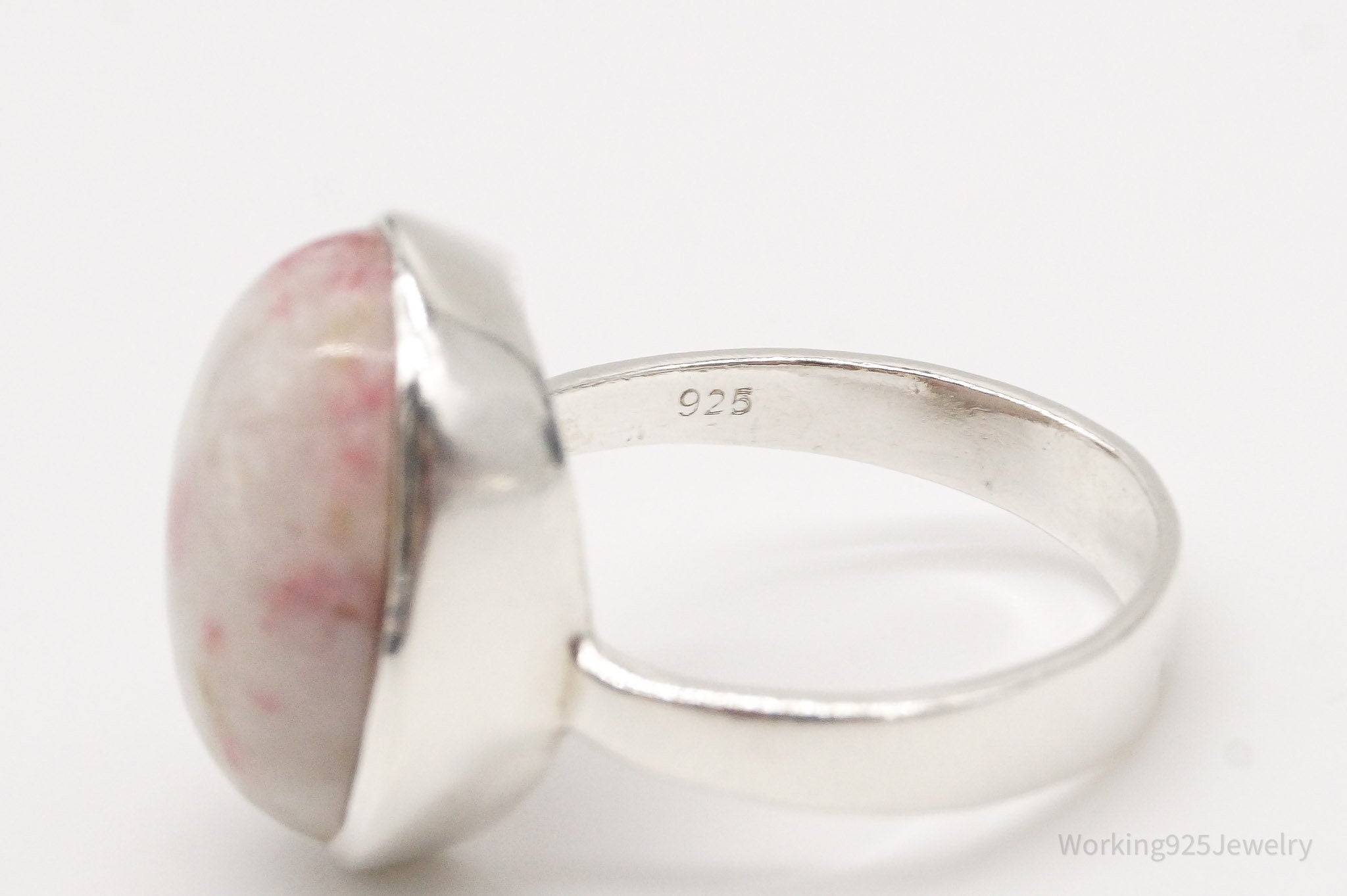 Vintage Modernist Cinnabrite Sterling Silver Ring - Size 6