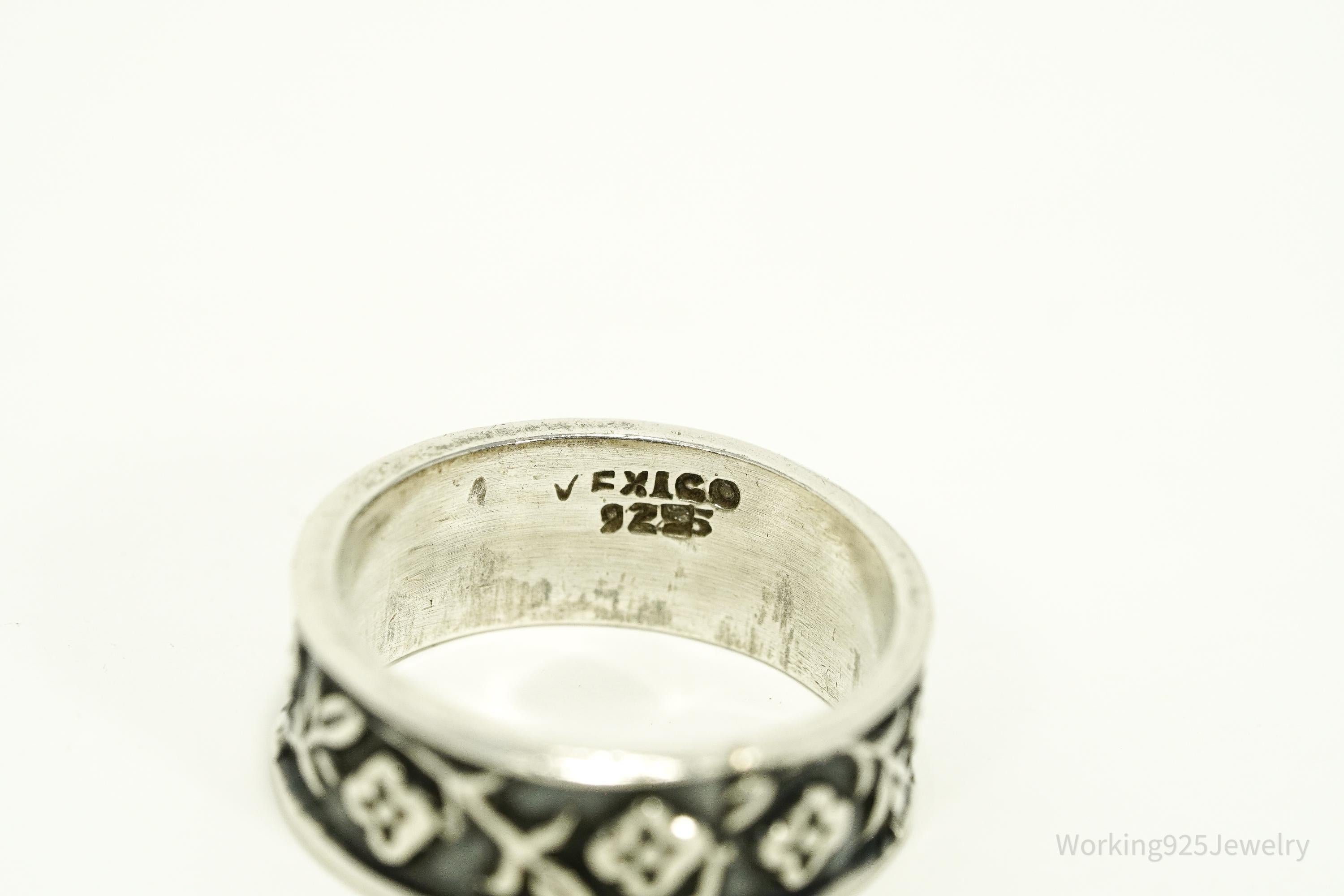 Vintage Mexican Flower Vine Sterling Silver Ring - Size 7.5