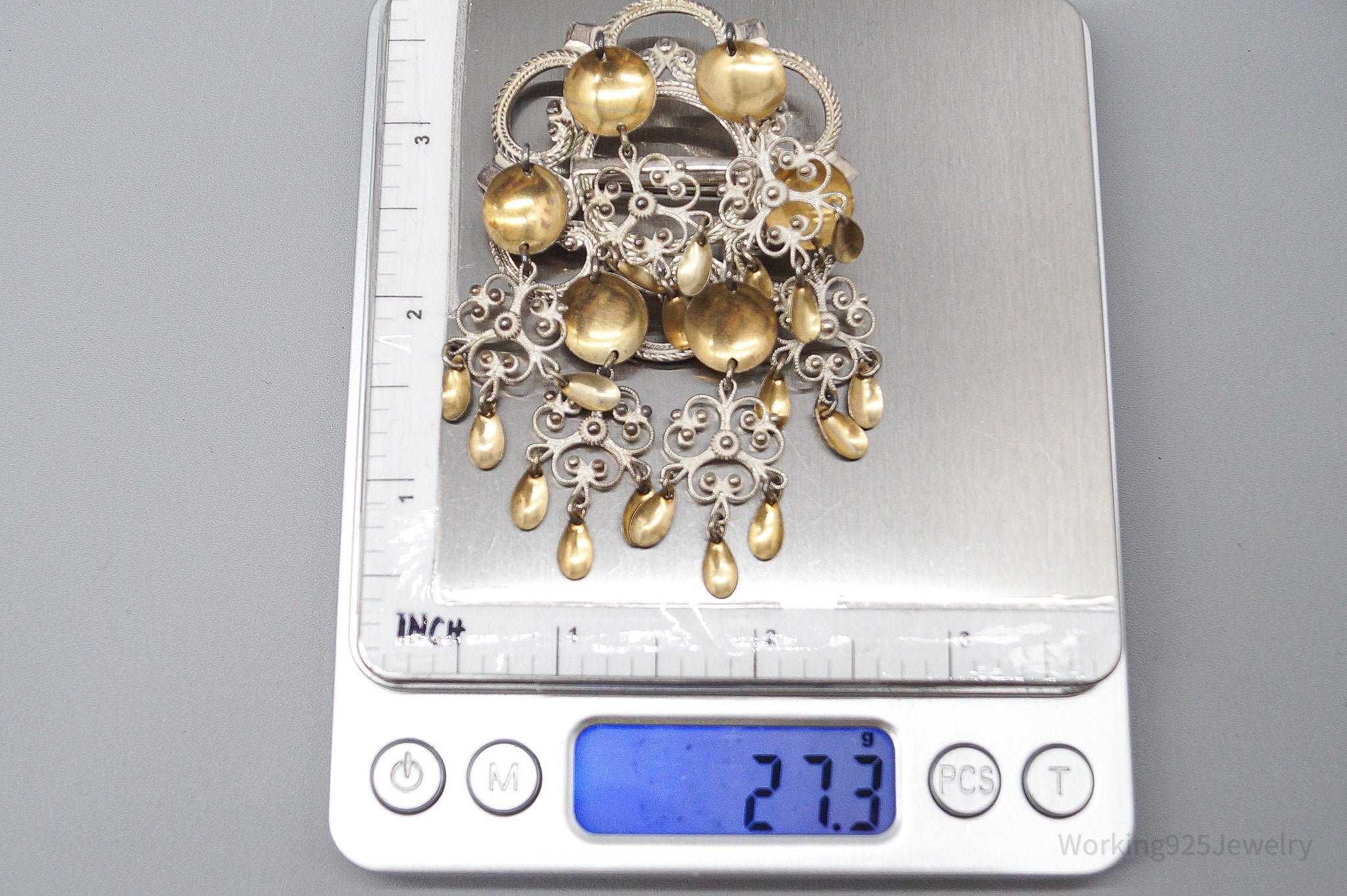 Large Vintage Norwegian Ivar T Holth Solje Modernist 830S Silver Brooch Pin