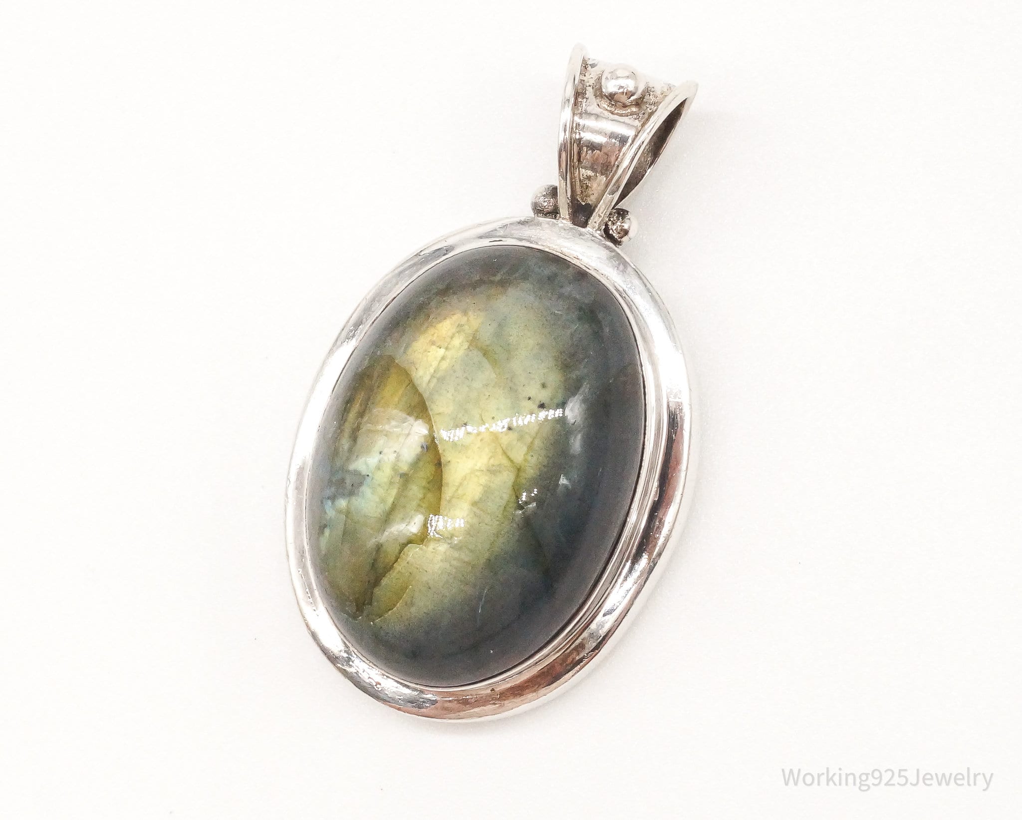 Vintage Large Labradorite Sterling Silver Pendant