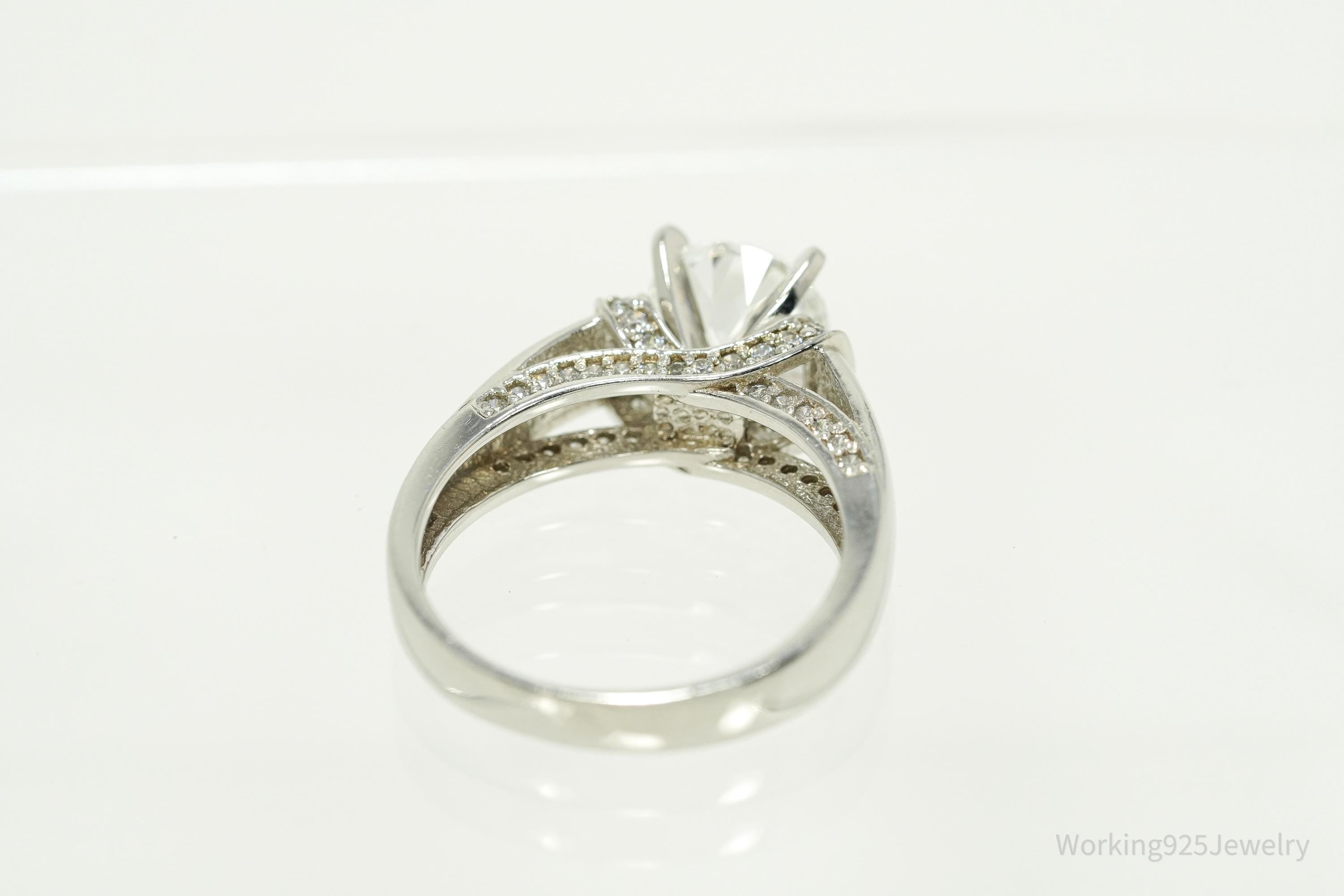 Vintage Designer SW Cubic Zirconia Sterling Silver Ring - Size 7.25
