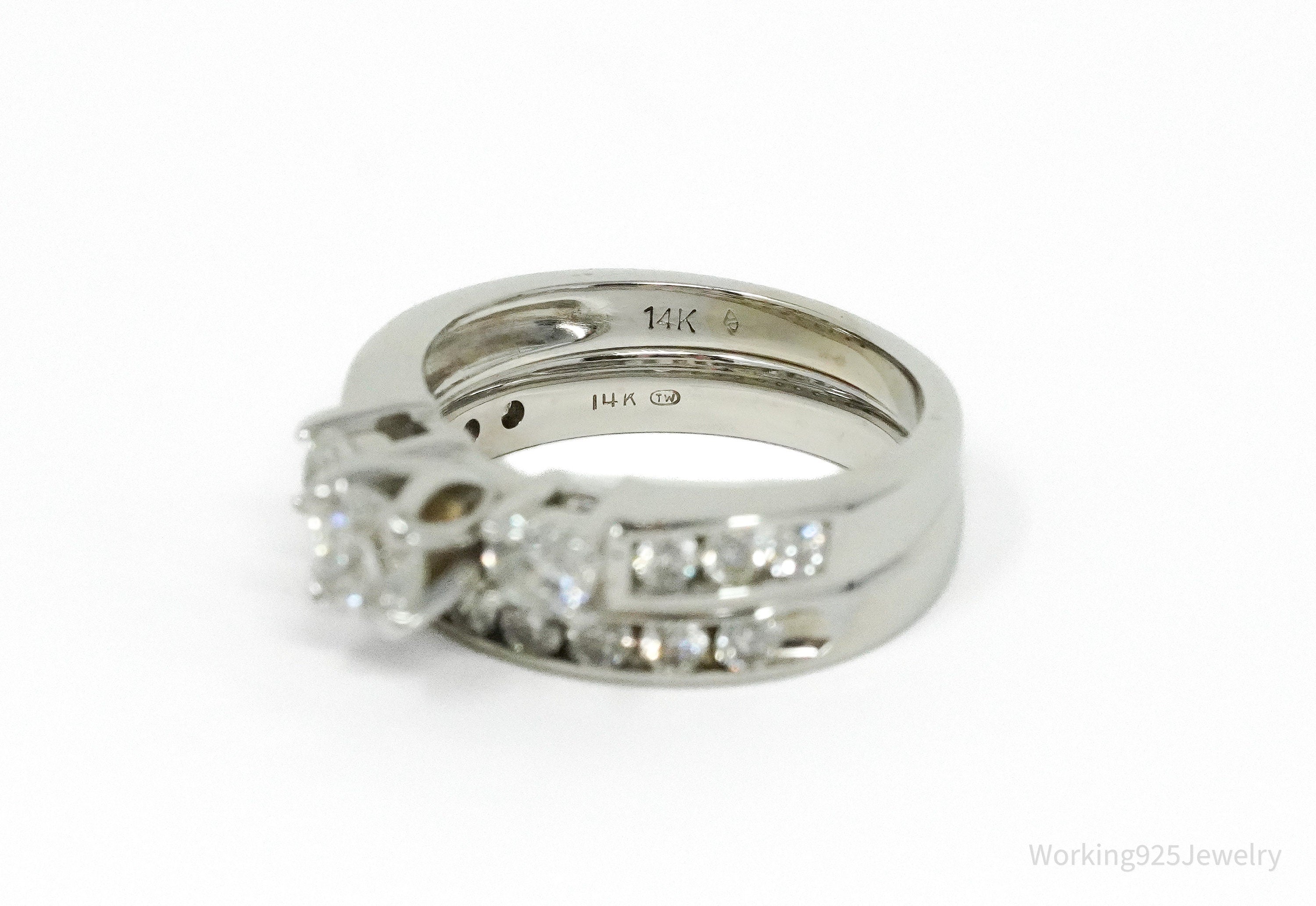 Diamonds & 18K White Gold Wedding Set Ring - Size 5.5