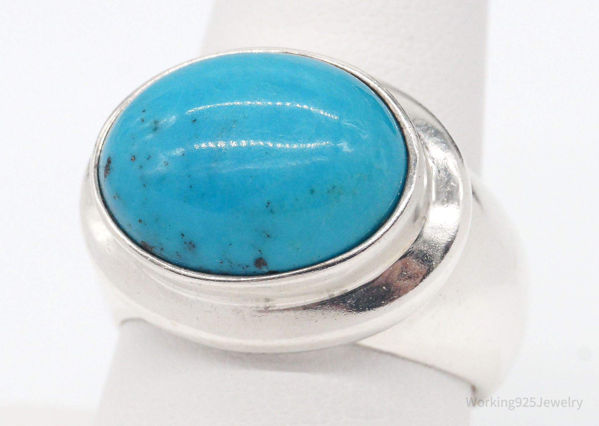 Vintage Designer Espo Signature Turquoise Sterling Silver Ring - Size 9