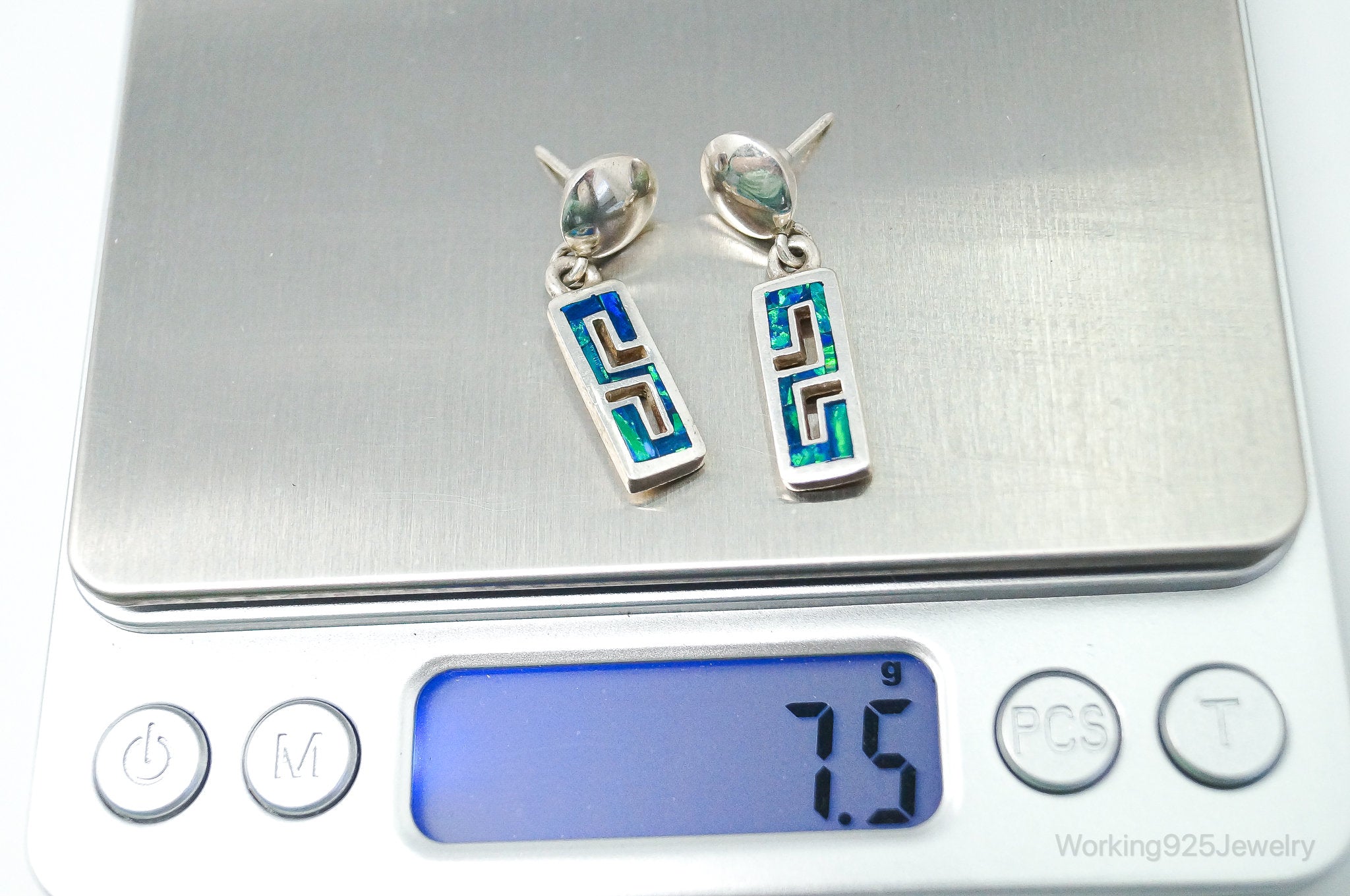 Vintage Mexico Opal Sterling Silver Southwestern Style Earrings