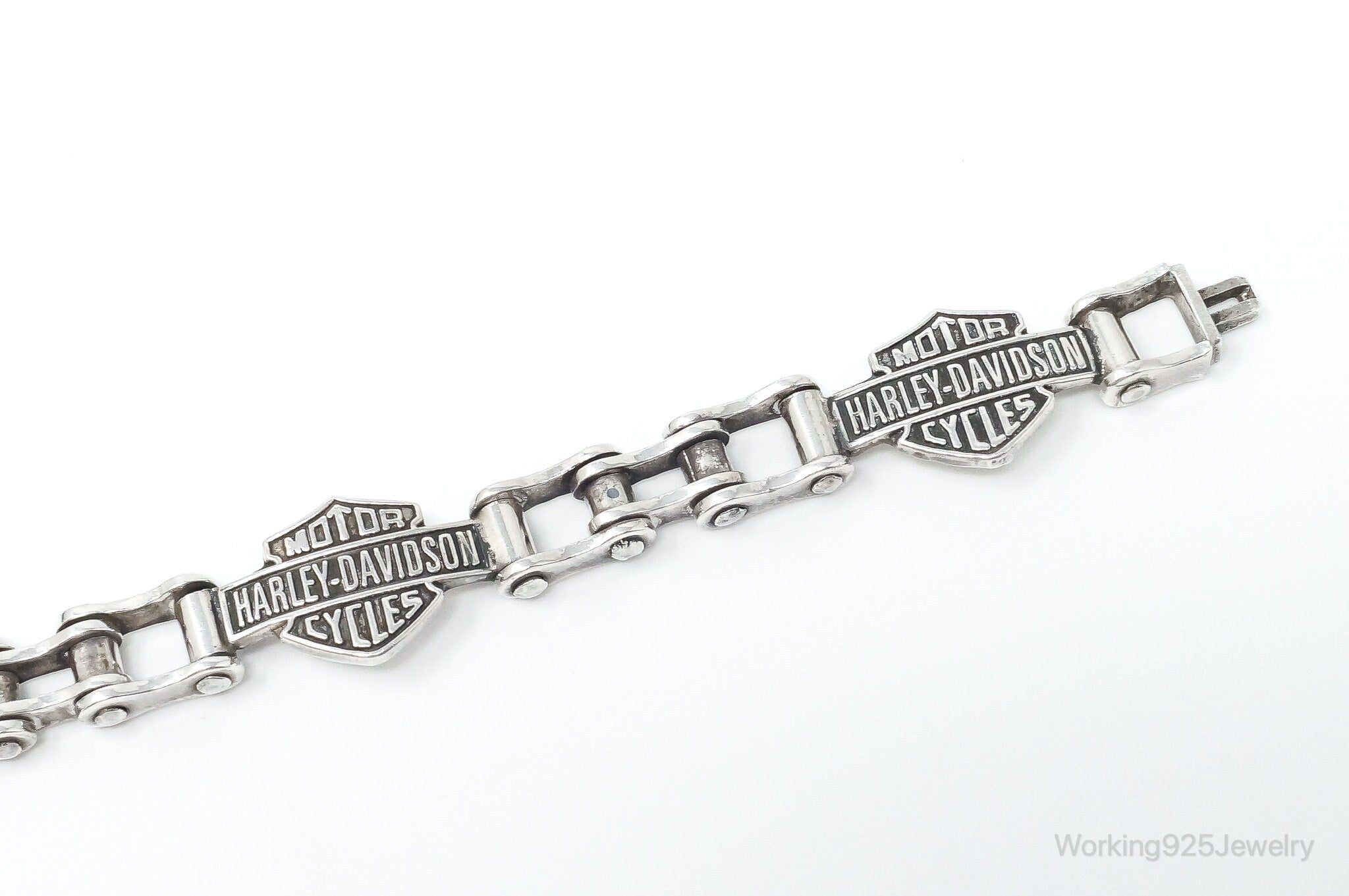 Vintage Harley Davidson Bike Chain Sterling Silver Bracelet