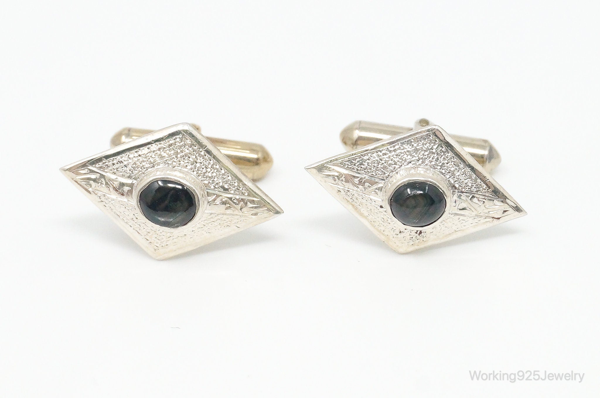 Vintage Siam Dark Stone Sterling Silver Cufflinks