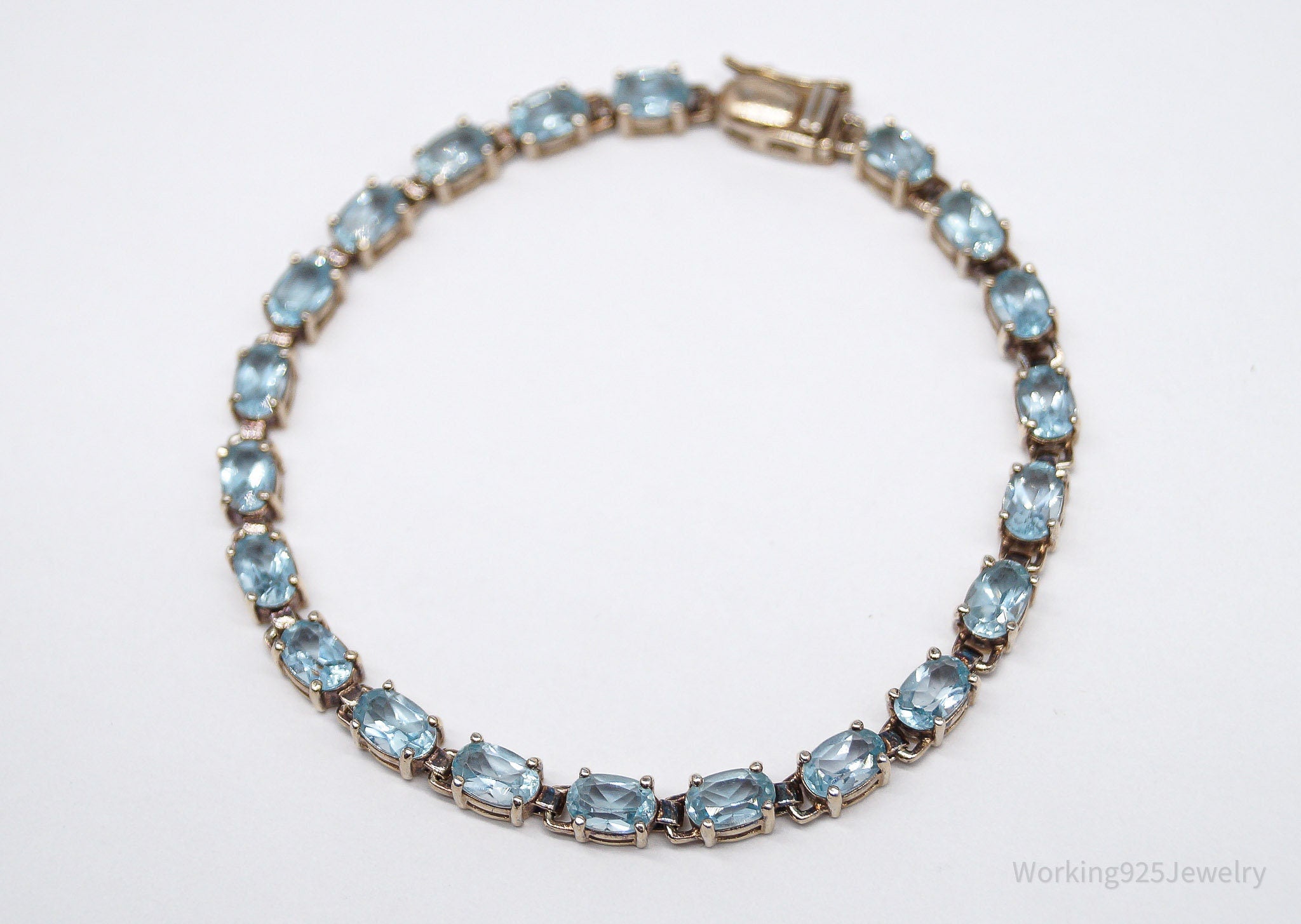 Vintage Ross Simons Blue Topaz 18K Gold Over Sterling Silver Bracelet