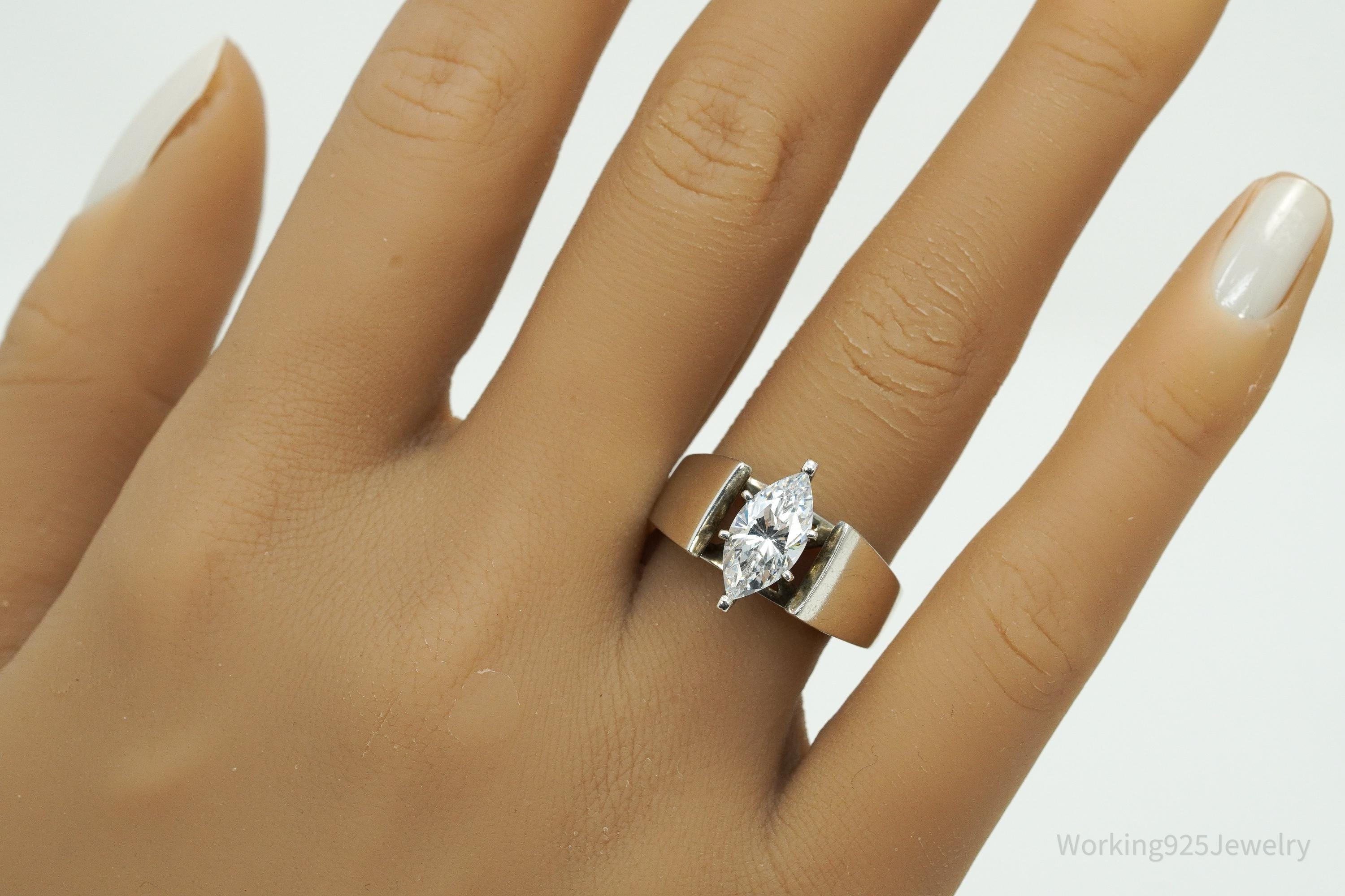 Vintage Diamonique DQCZ Sterling Silver Ring - Size 8