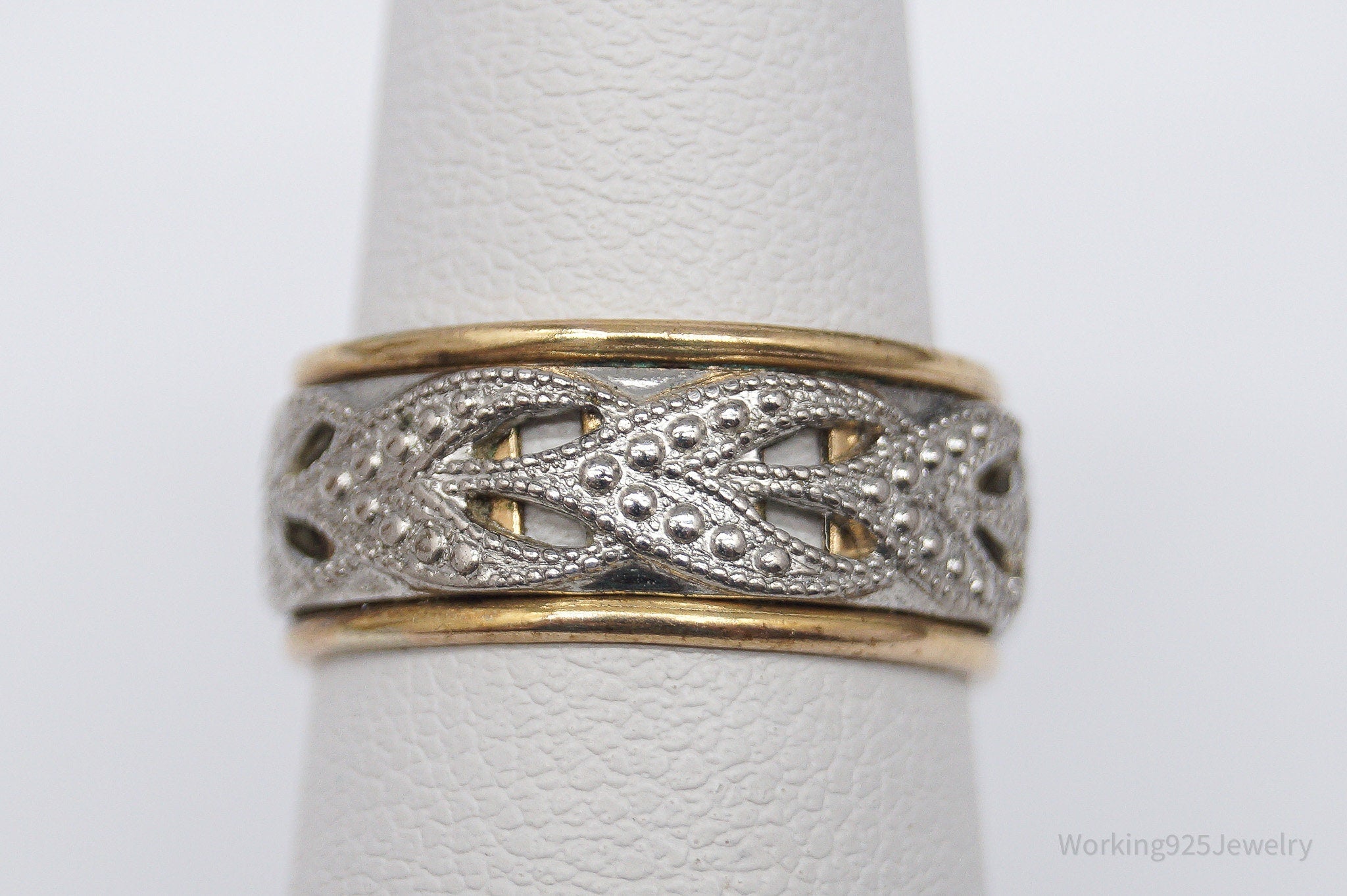 Vintage Vargas Mfg. Co. 10K Gold Filled Sterling Silver Band Ring - Size 5.75