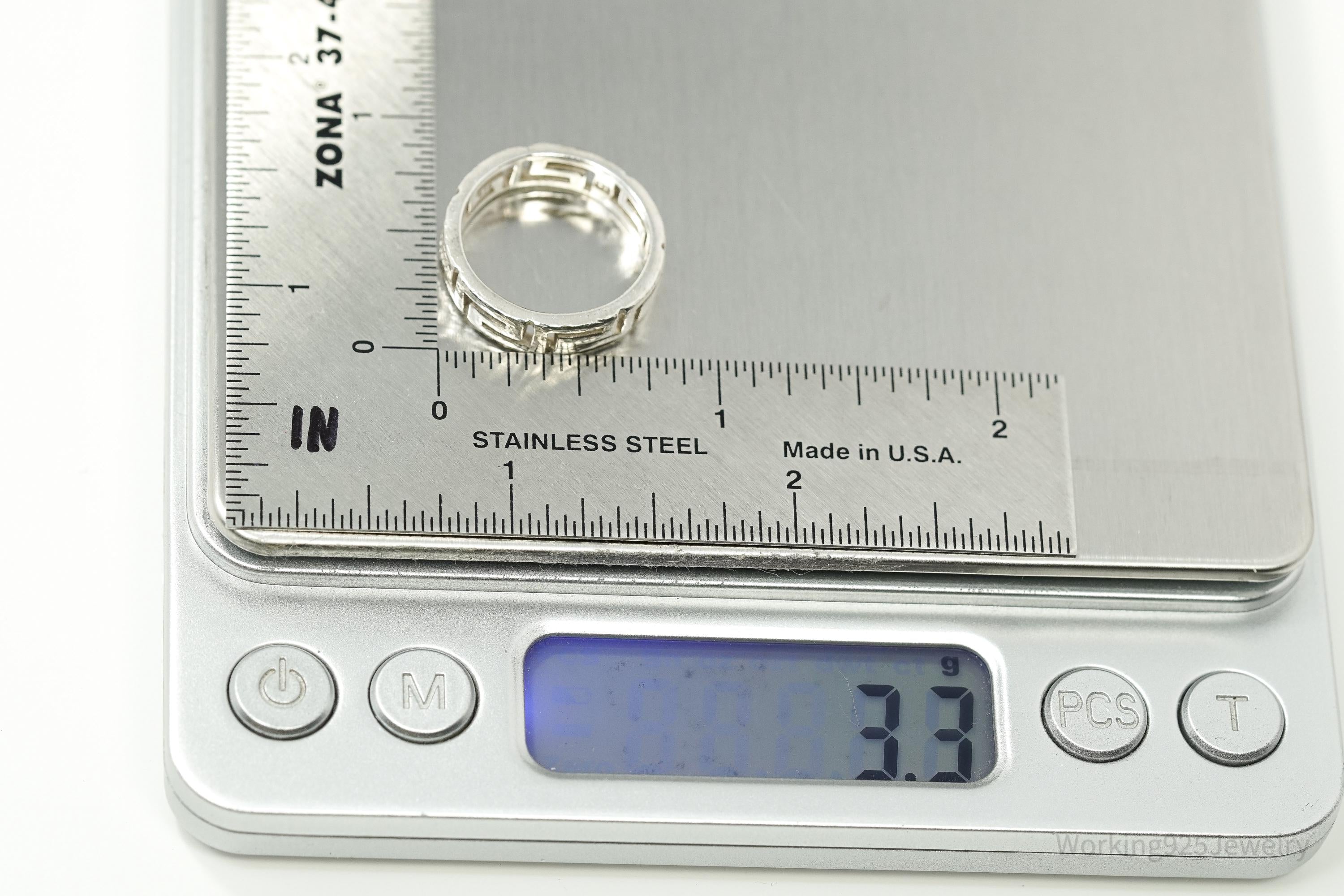 Vintage Greek Key Sterling Silver Band Ring - Size 6.5