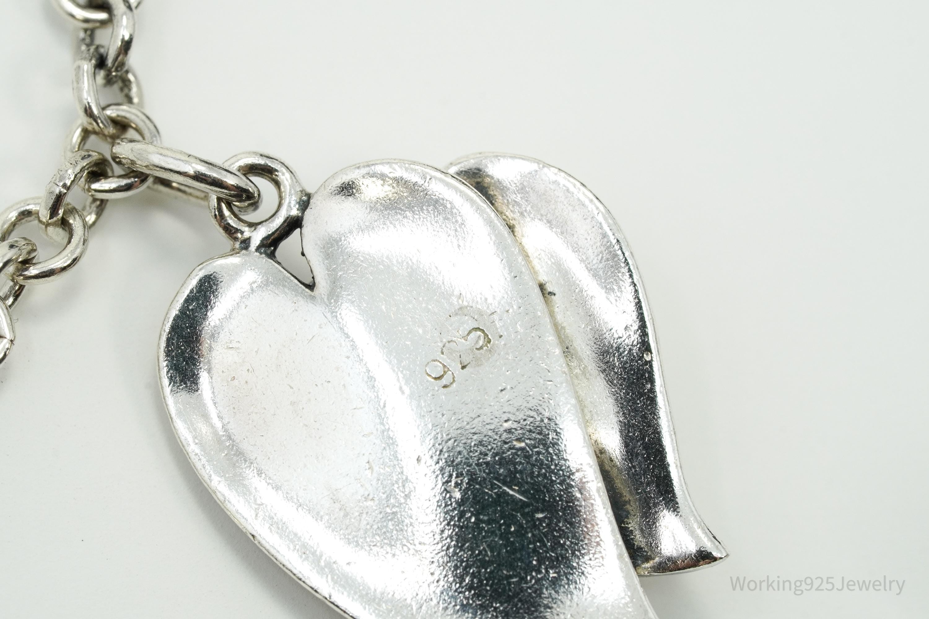 Vintage Leaves Charms Sterling Silver Toggle Bracelet 6 3/8"