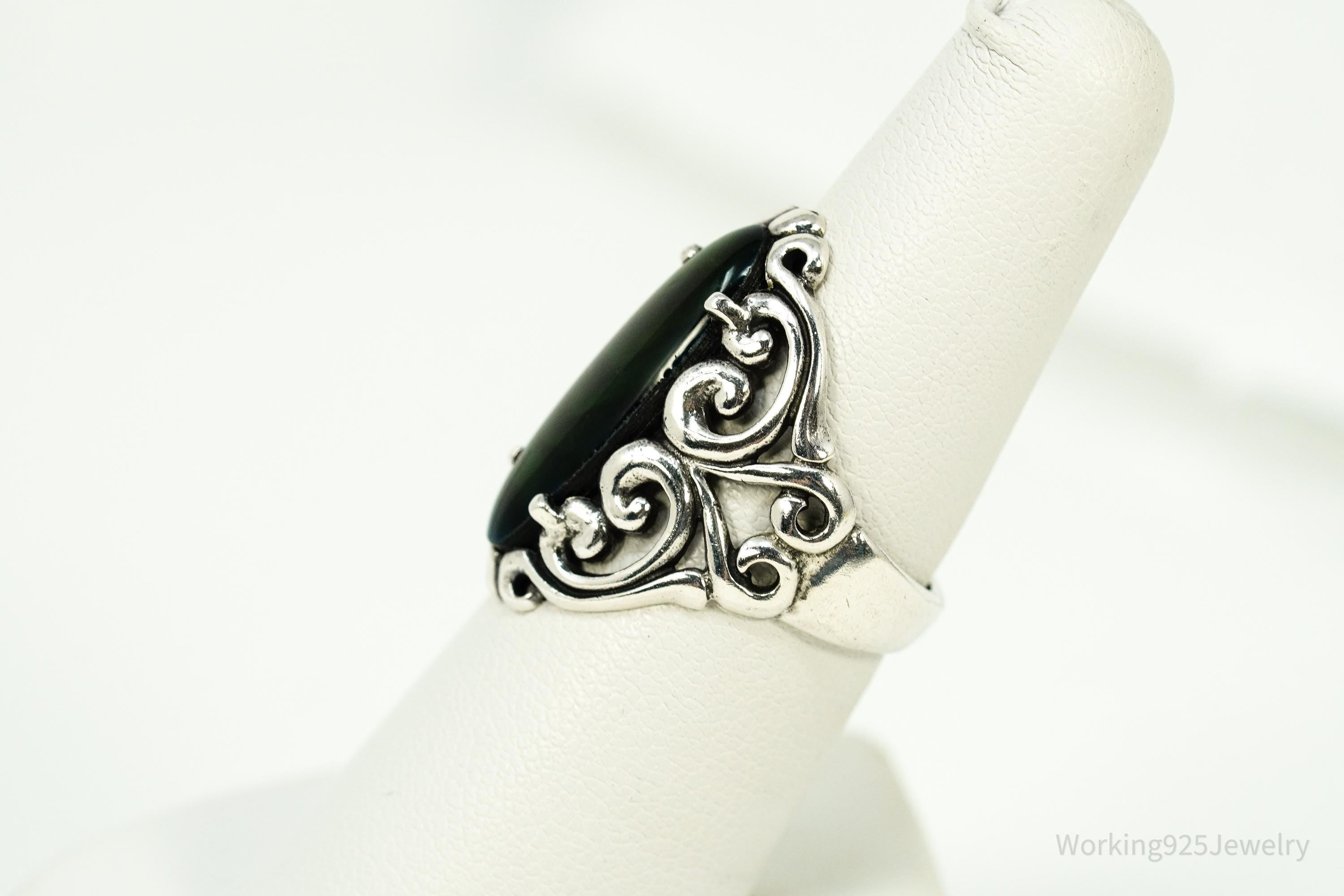 Vintage Designer Kabana Abalone Paua Shell Sterling Silver Ring - Size 7