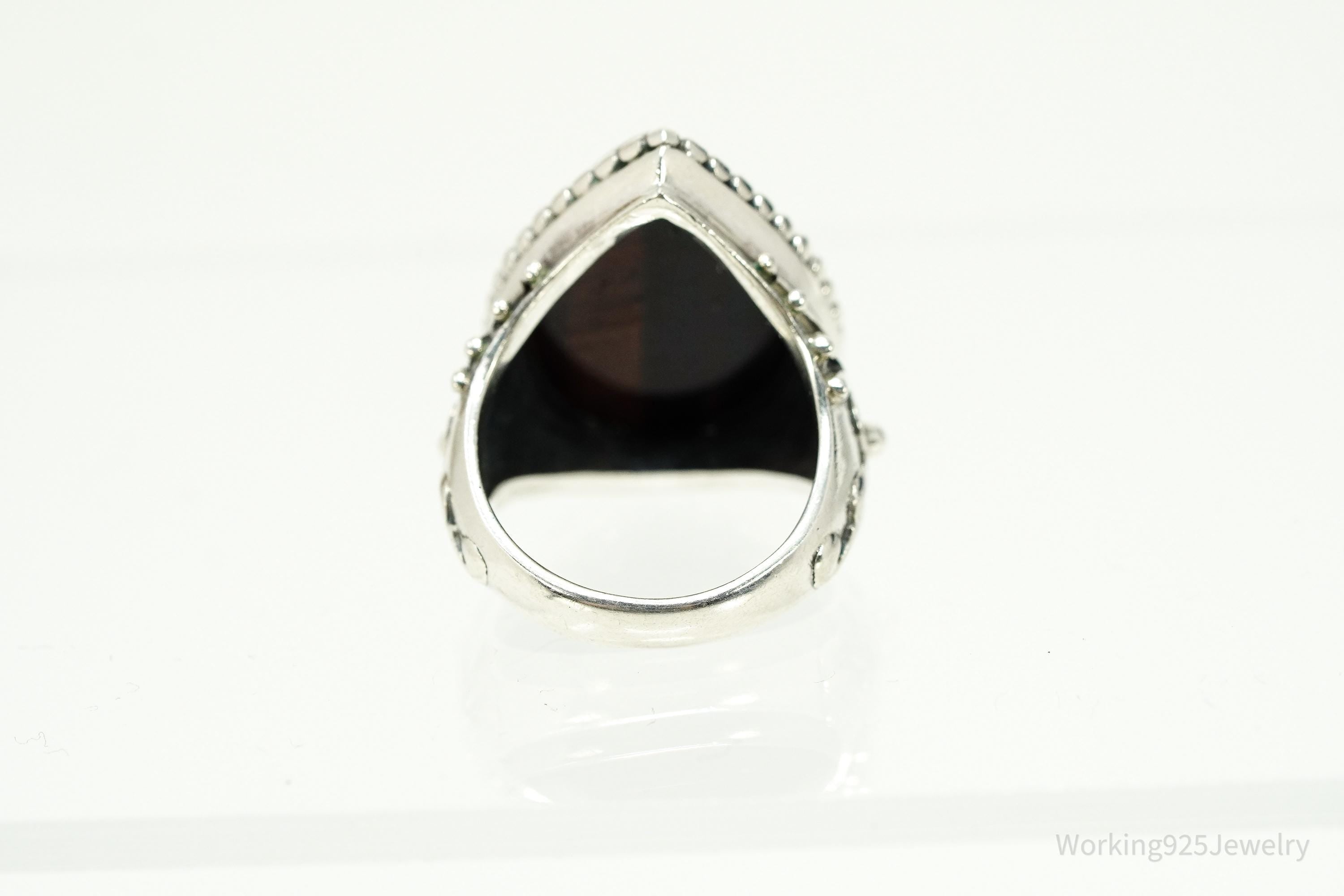 Vintage Doug Paulus Red Tigers Eye Western Style Sterling Silver Ring - Size 7.25