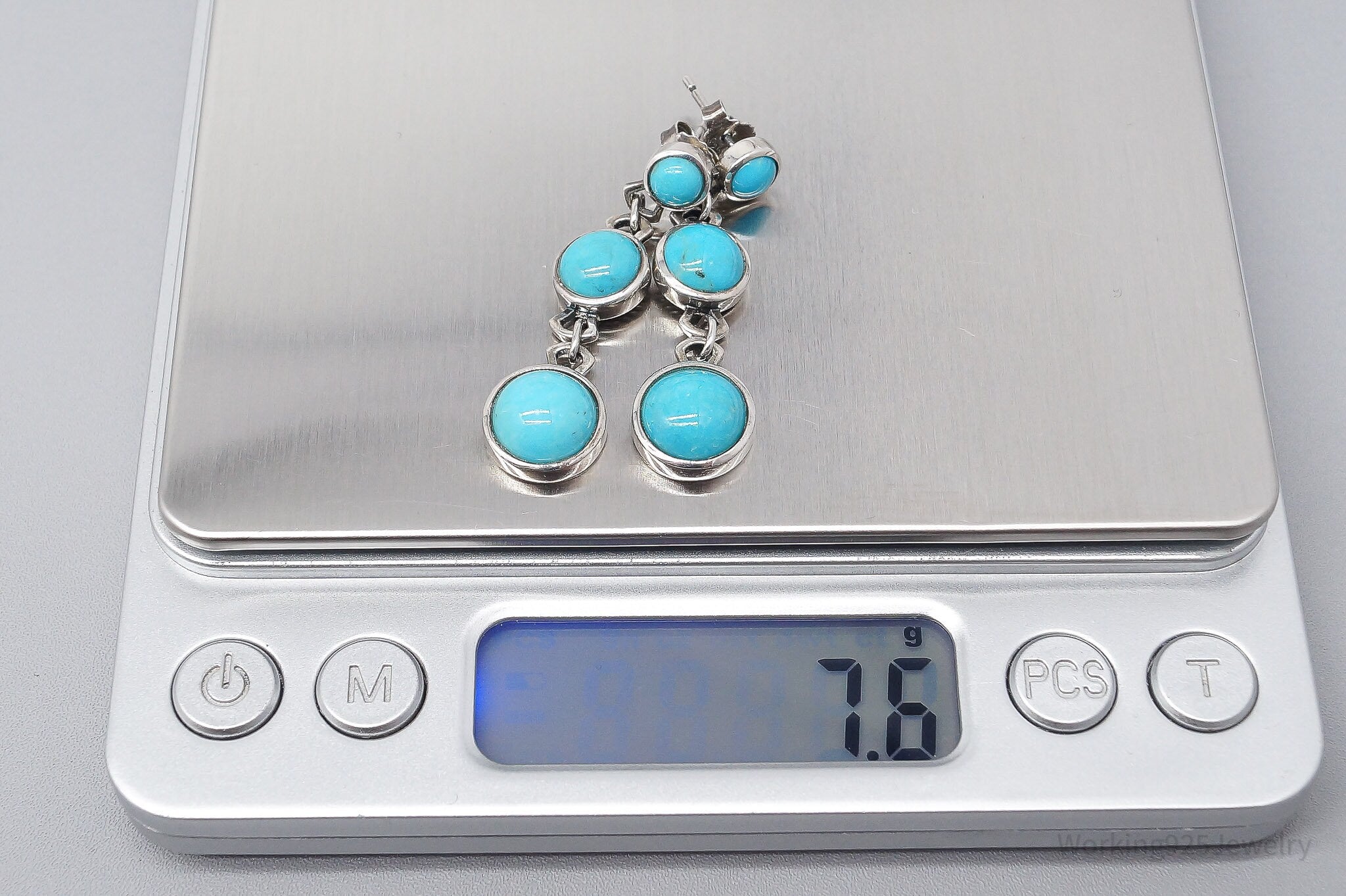 Vintage Designer Whitney Kelly WK Blue Turquoise Sterling Silver Earrings