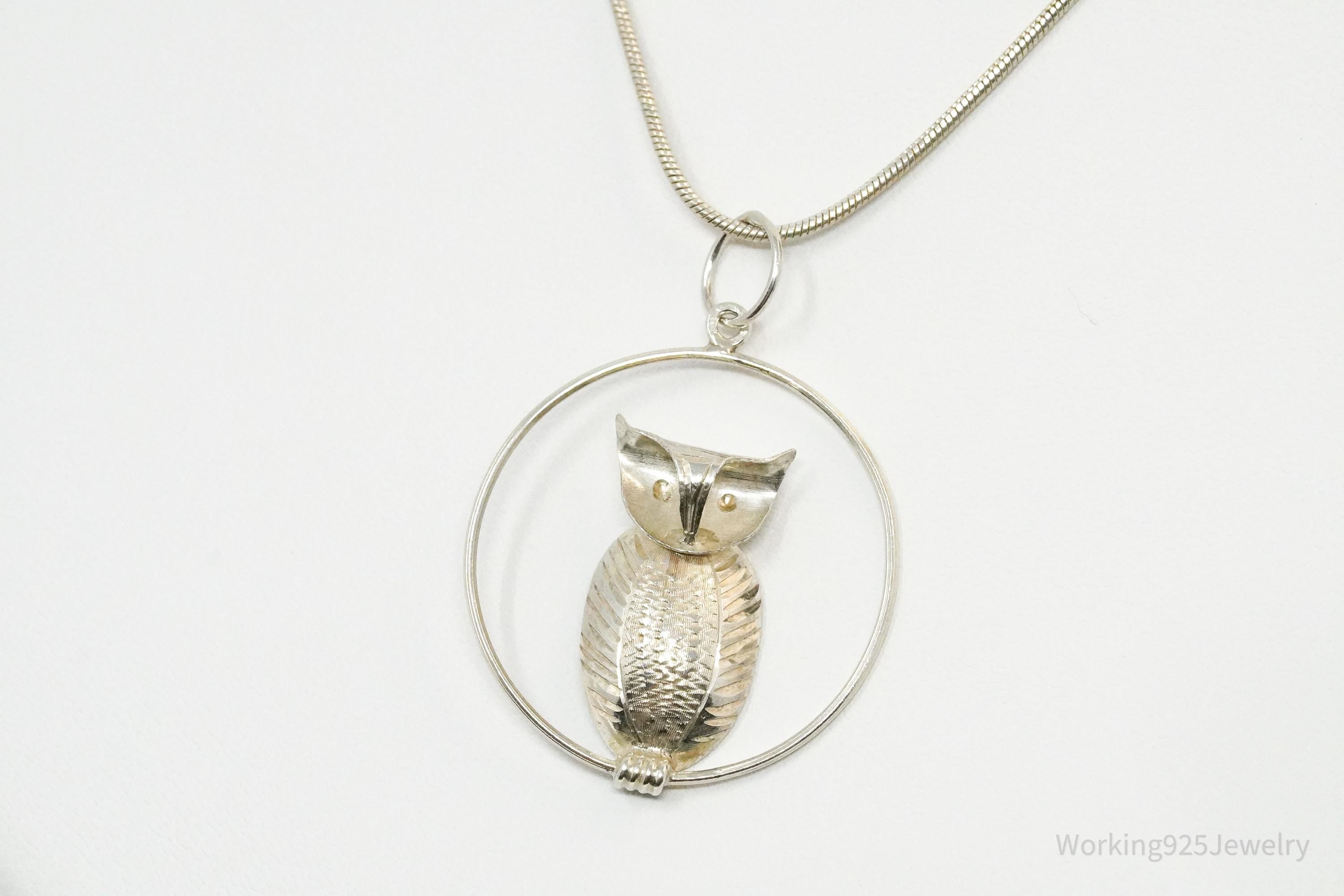 Vintage Owl Sterling Silver Necklace 20"