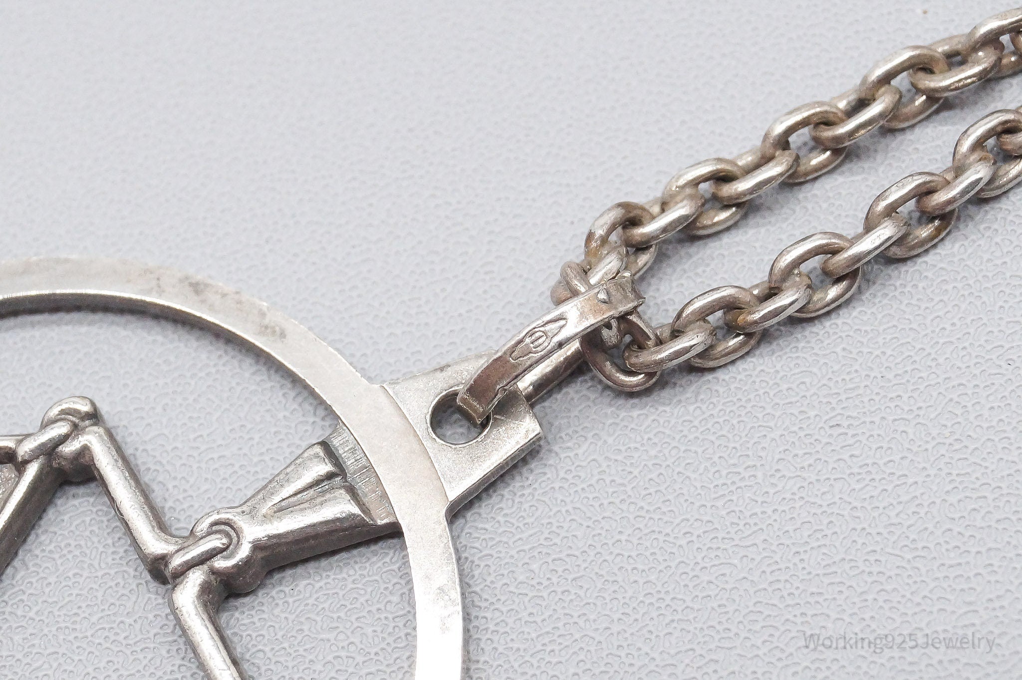 Antique Norwegian Libra Sign Sterling Silver Necklace - 24"