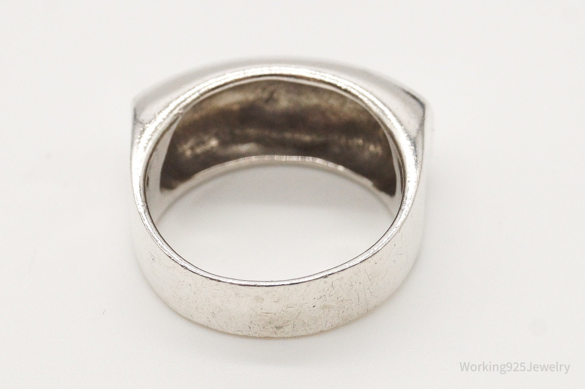 Vintage Tall Modernist Sterling Silver Ring - Size 6.75