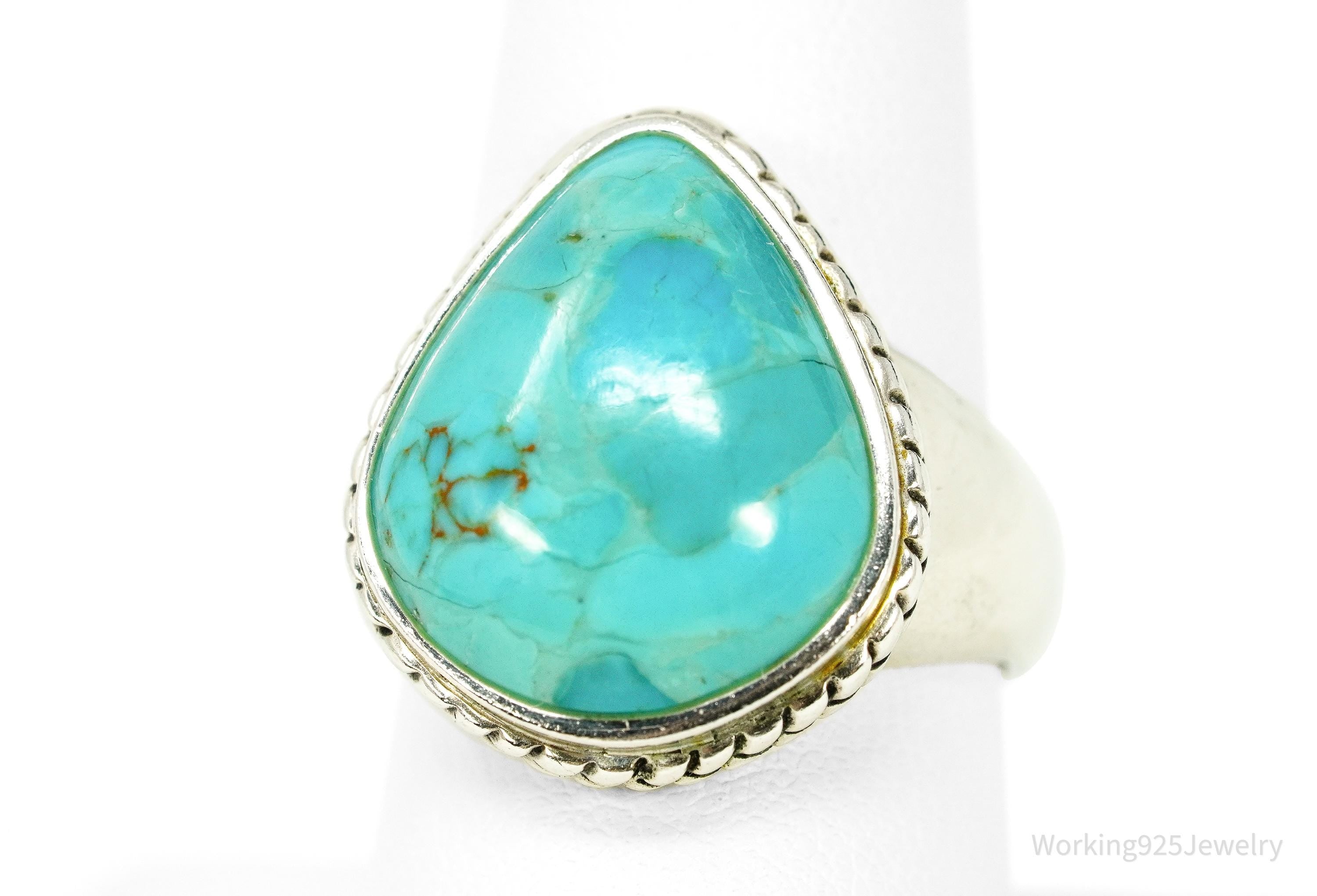 Vintage BARSE Turquoise Southwestern Style Sterling Silver Ring Size 9