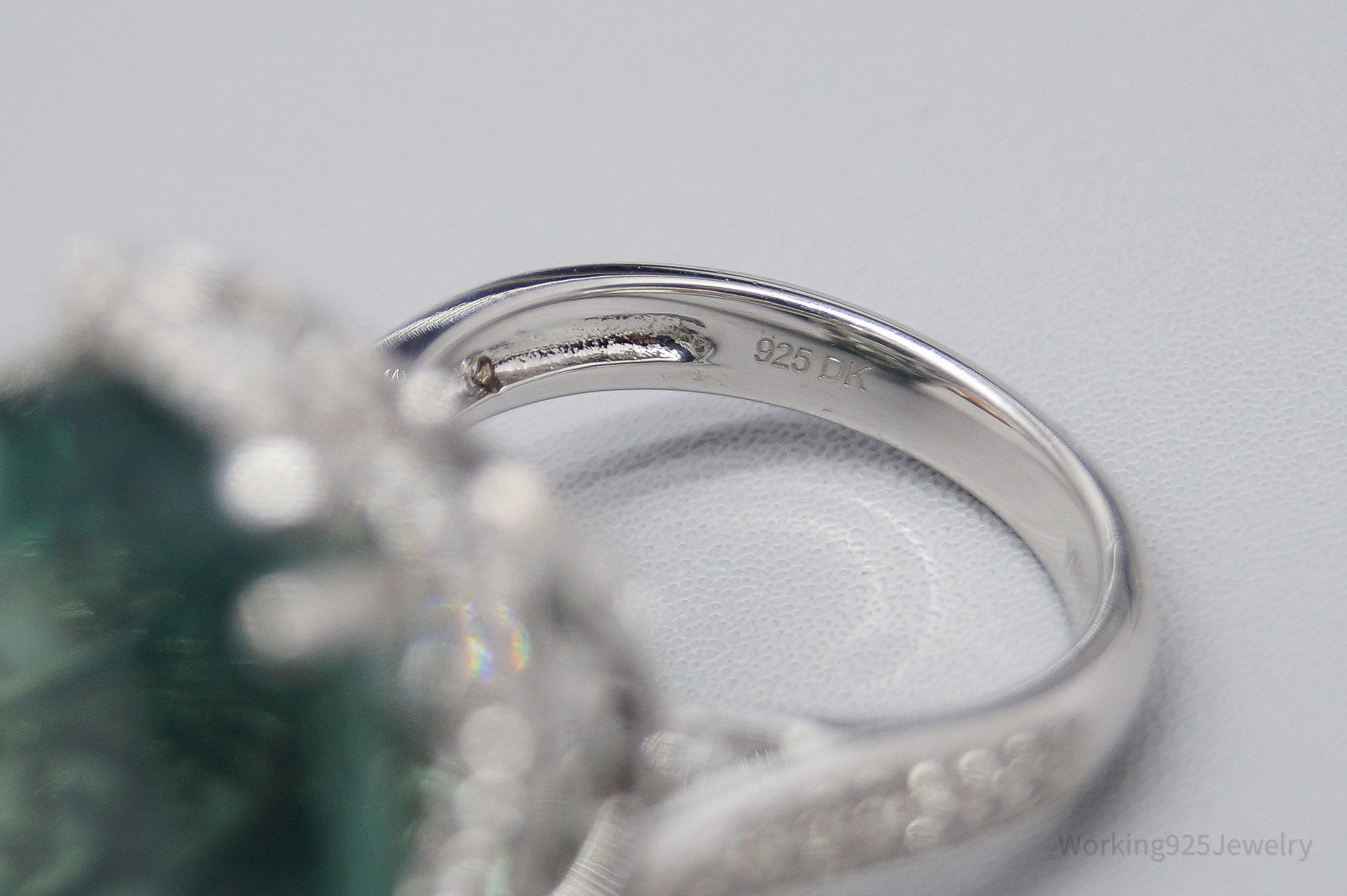 JTV DK Paraiba Tourmaline & White Zircon Sterling Silver Ring 5.25