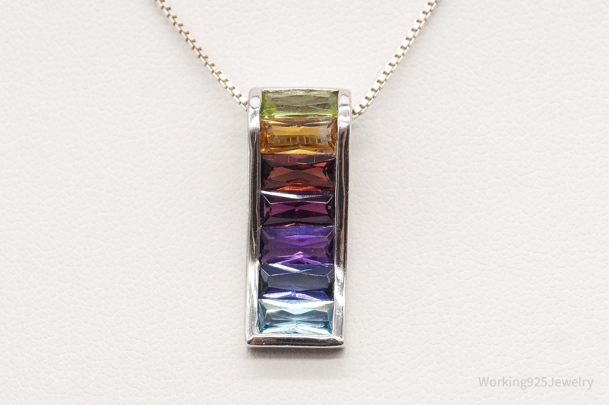 Vintage Multiple Gemstone Sterling Silver Necklace