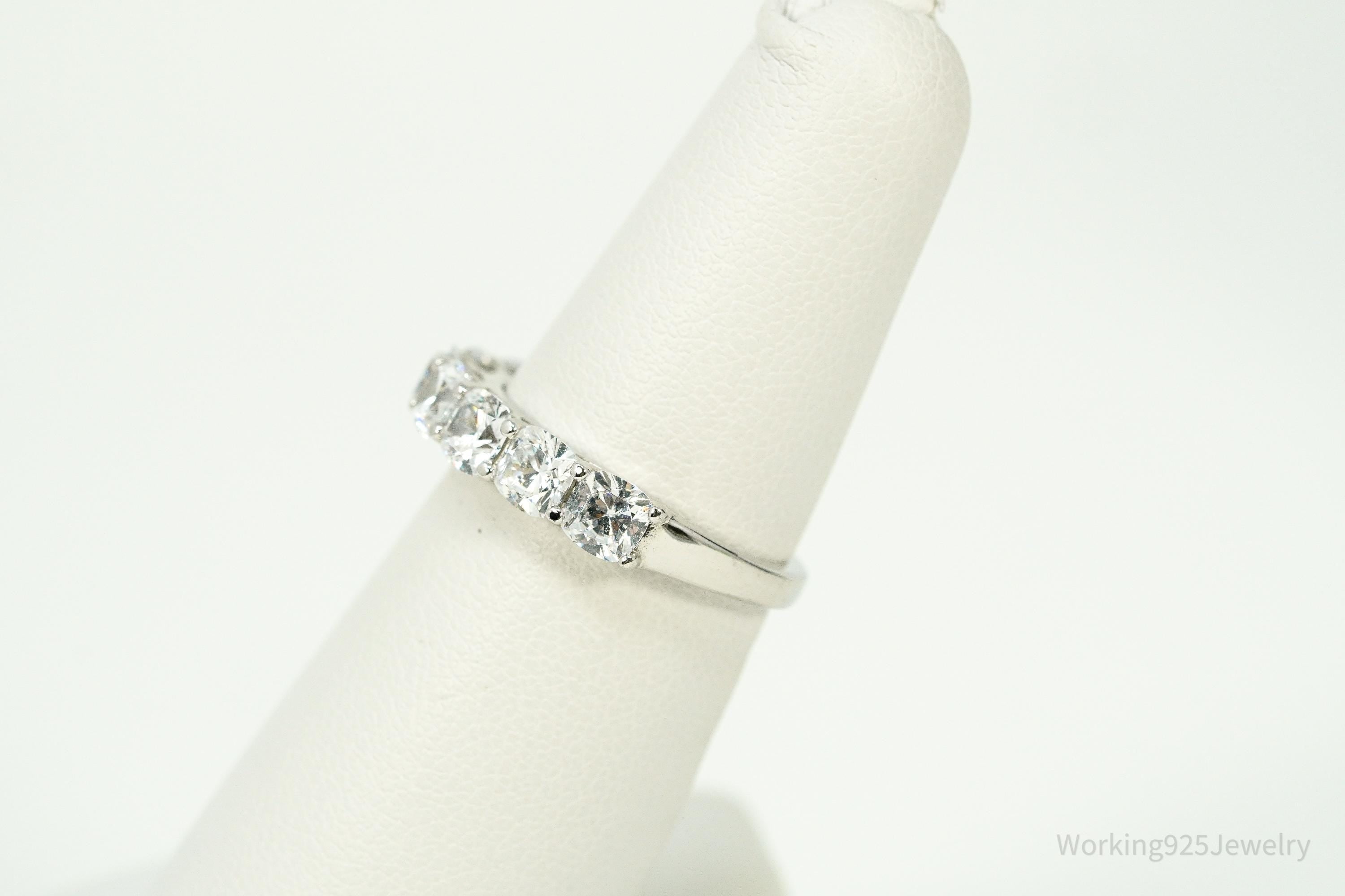 Vintage Cubic Zirconia Sterling Silver Band Ring - Size 6