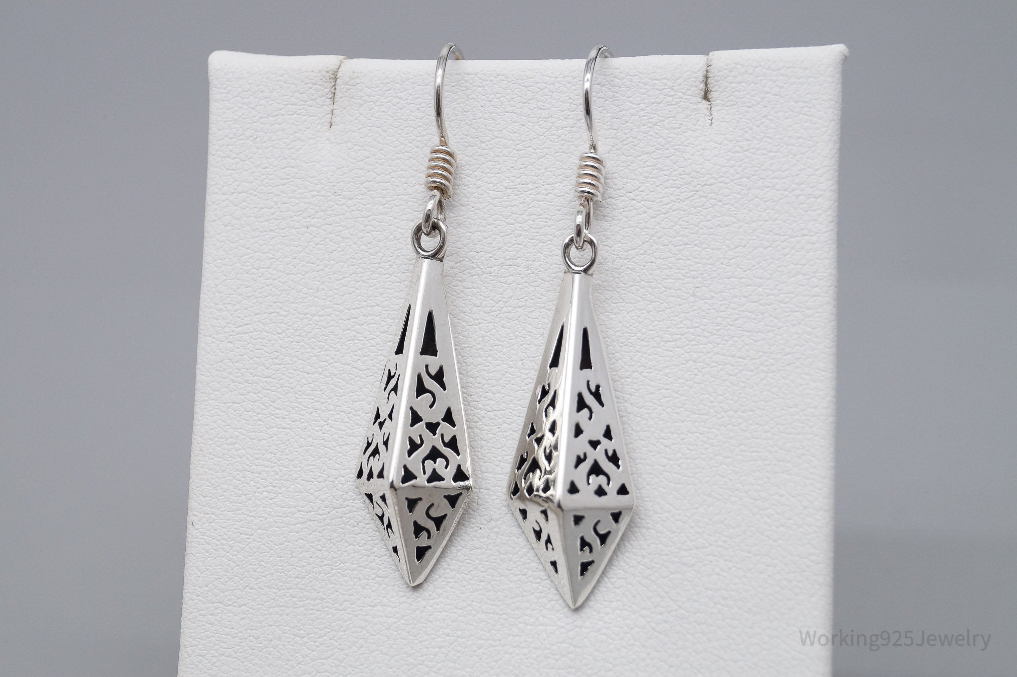 Vintage Filigree Cut Out Sterling Silver Earrings