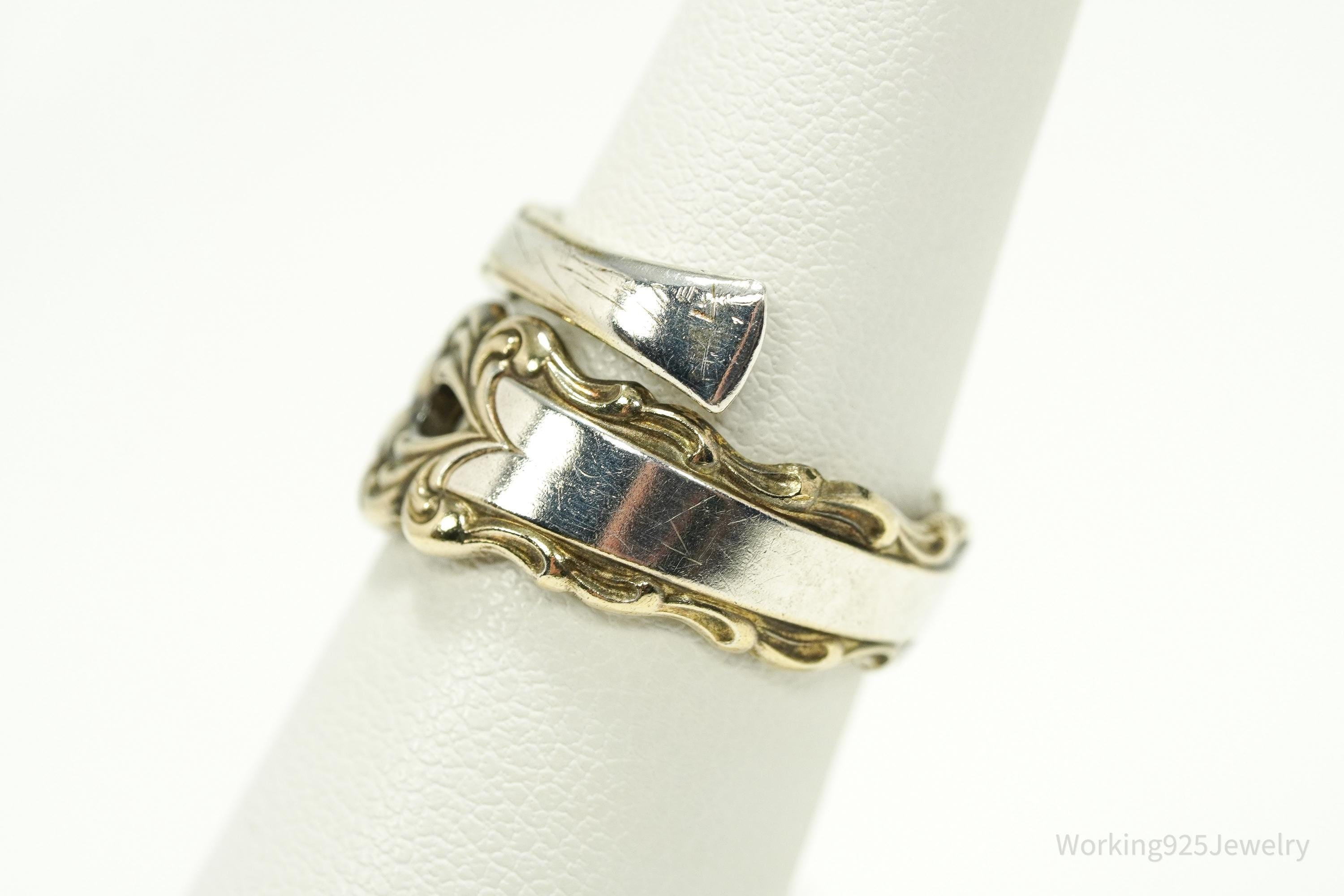 Antique Vintage Gold Vermeil International Sterling Silver Spoon Ring - Size 6