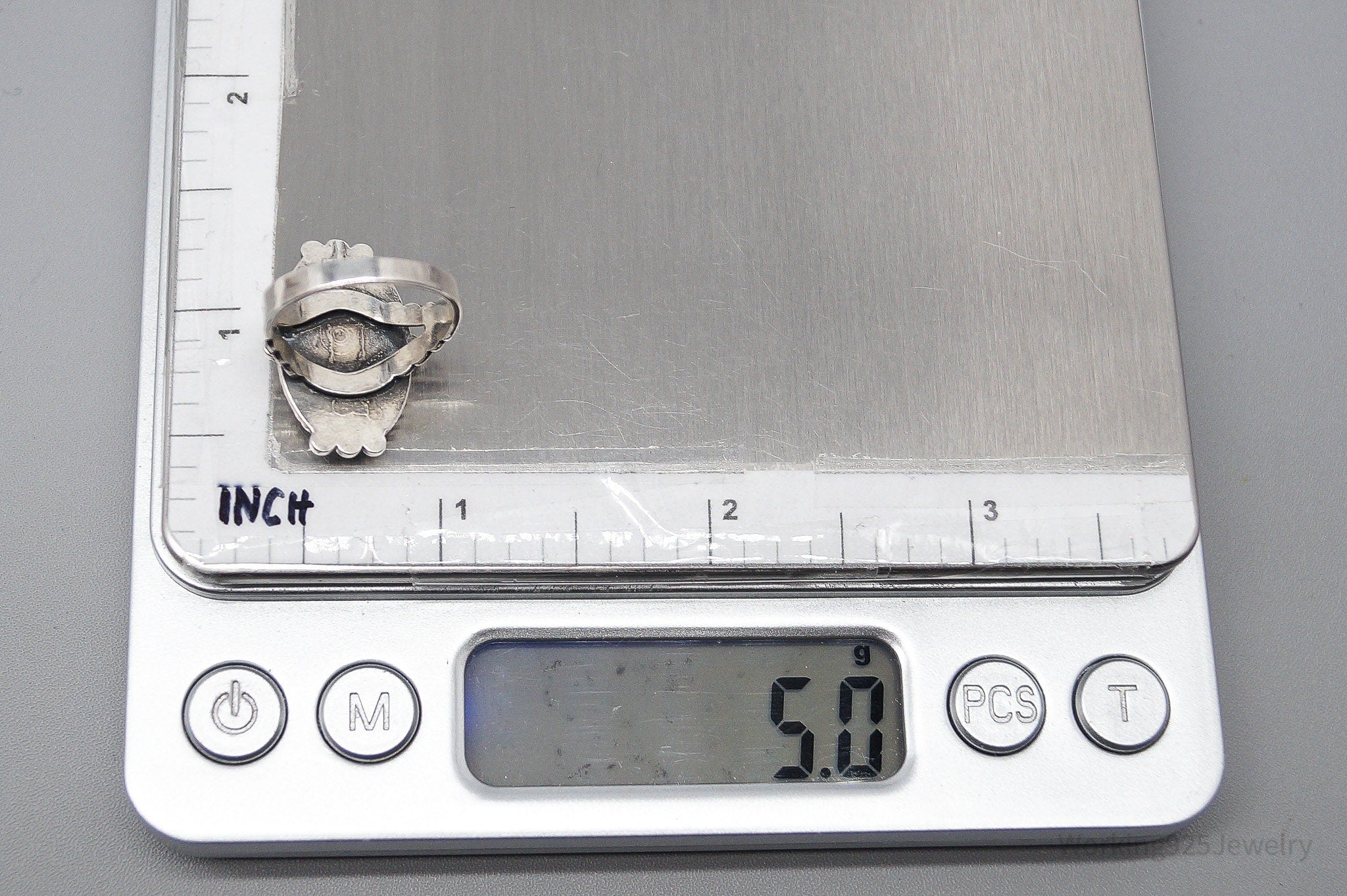 Vintage Handmade Native American Turquoise Sterling Silver Ring - Size 5.75