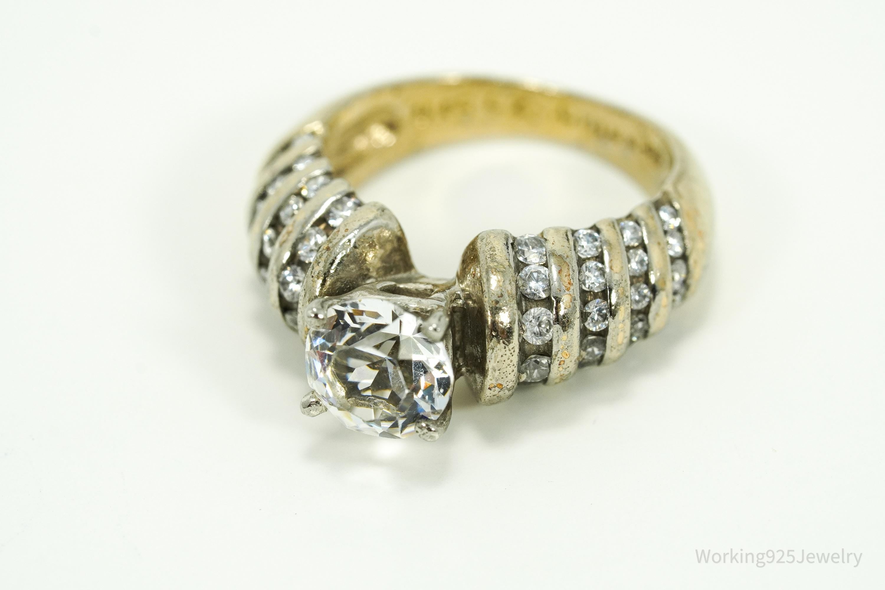 Vintage UTC Cubic Zirconia Gold Vermeil Sterling Silver Ring Size 5.5